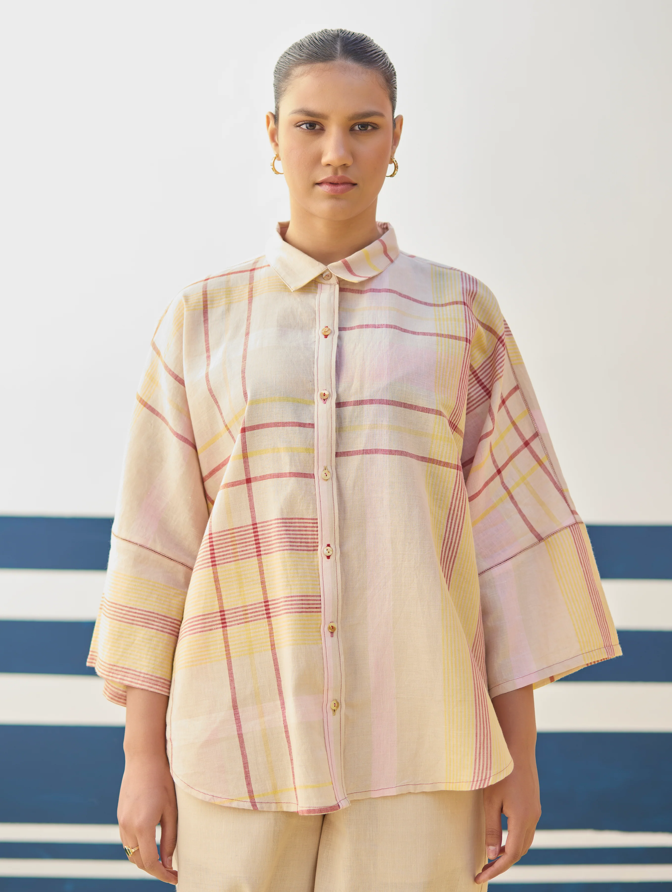Cara Check Linen Co-ord Set - Sand - Image 6