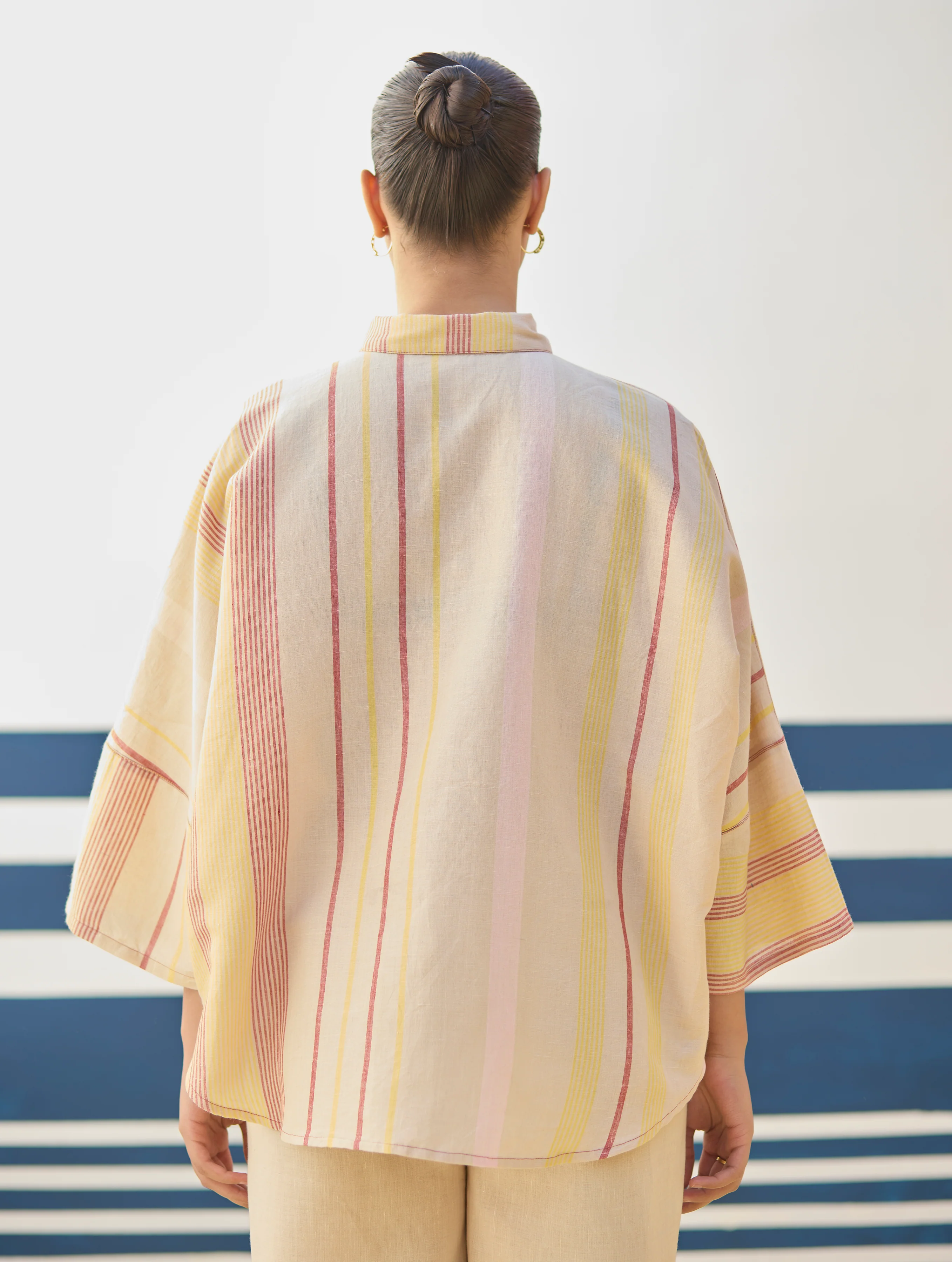 Cara Check Linen Shirt - Sand - Image 4