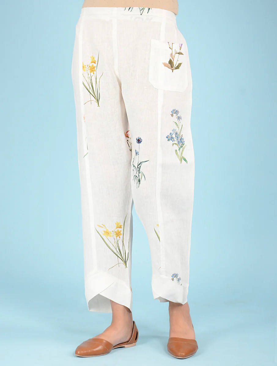 Caron Botanical Printed Linen Pants - Image 4