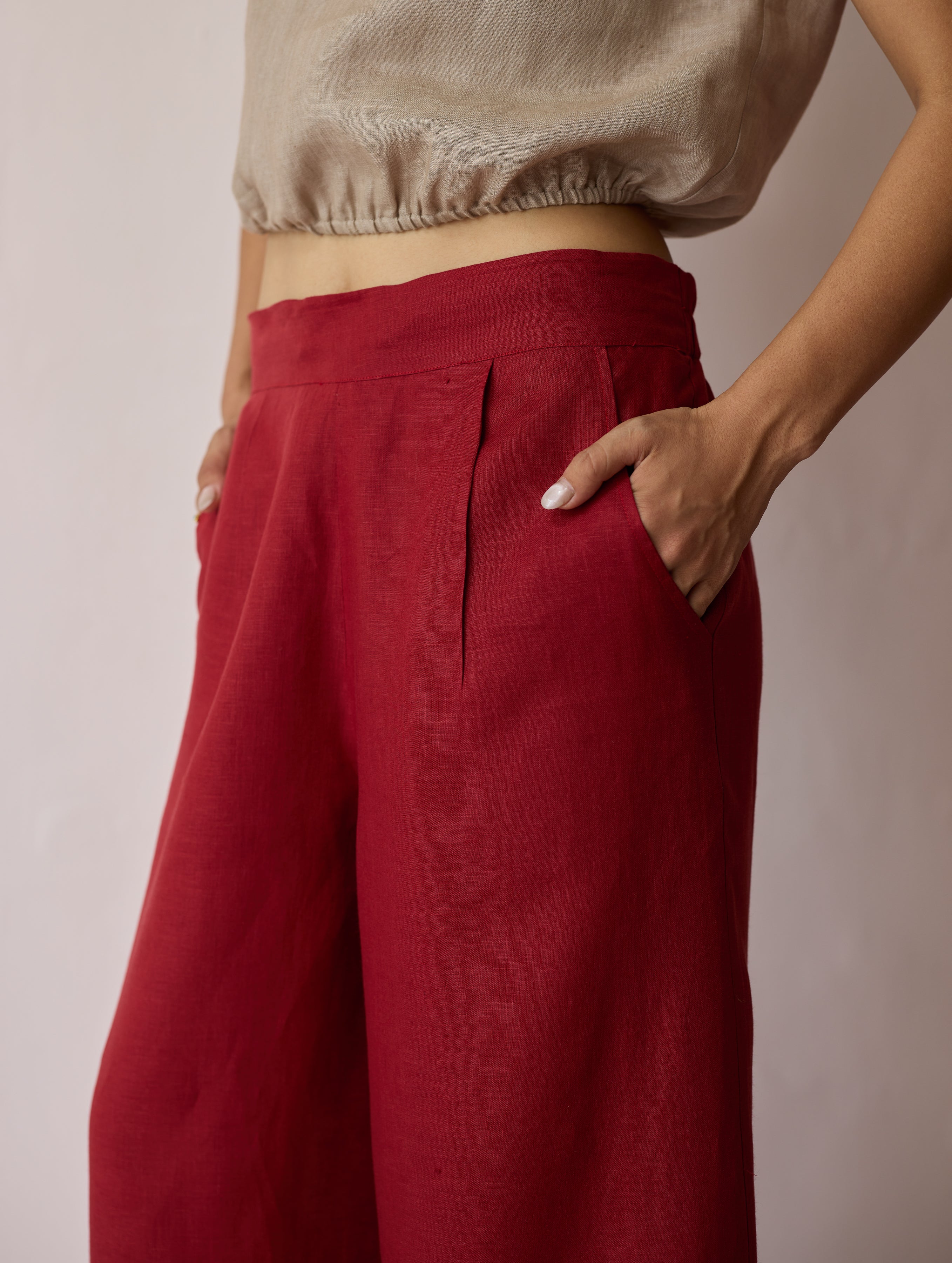Cassa Linen Patchwork Co-ord Set - Heirloom Red - Image 12