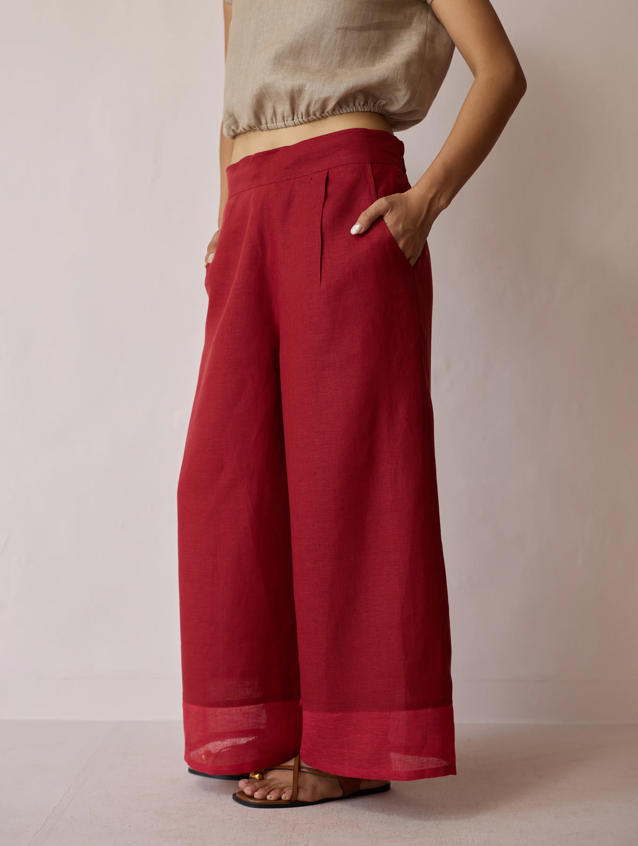 Cassa Linen Patchwork Co-ord Set - Heirloom Red - Image 13