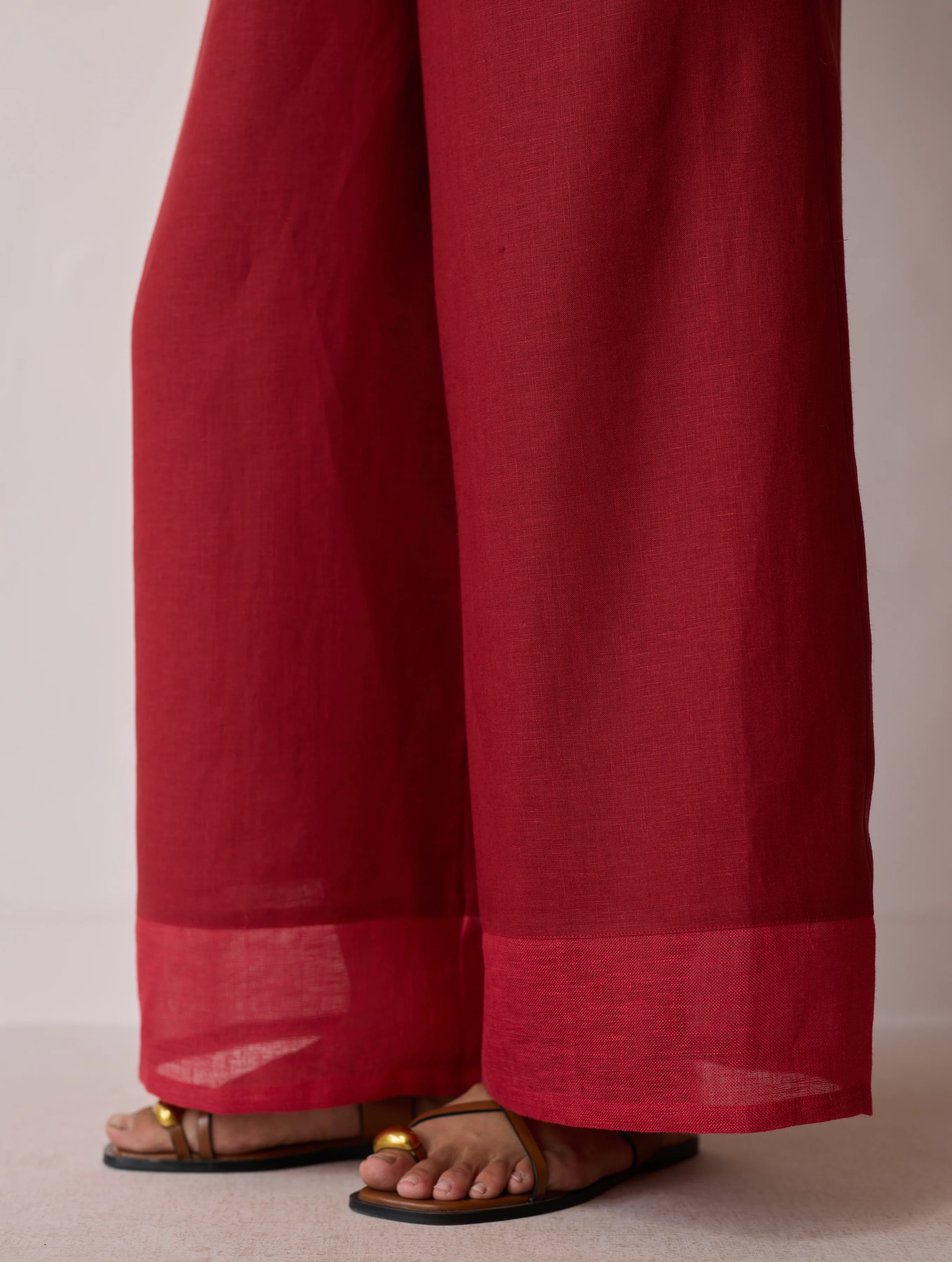 Cassa Linen Patchwork Co-ord Set - Heirloom Red - Image 14
