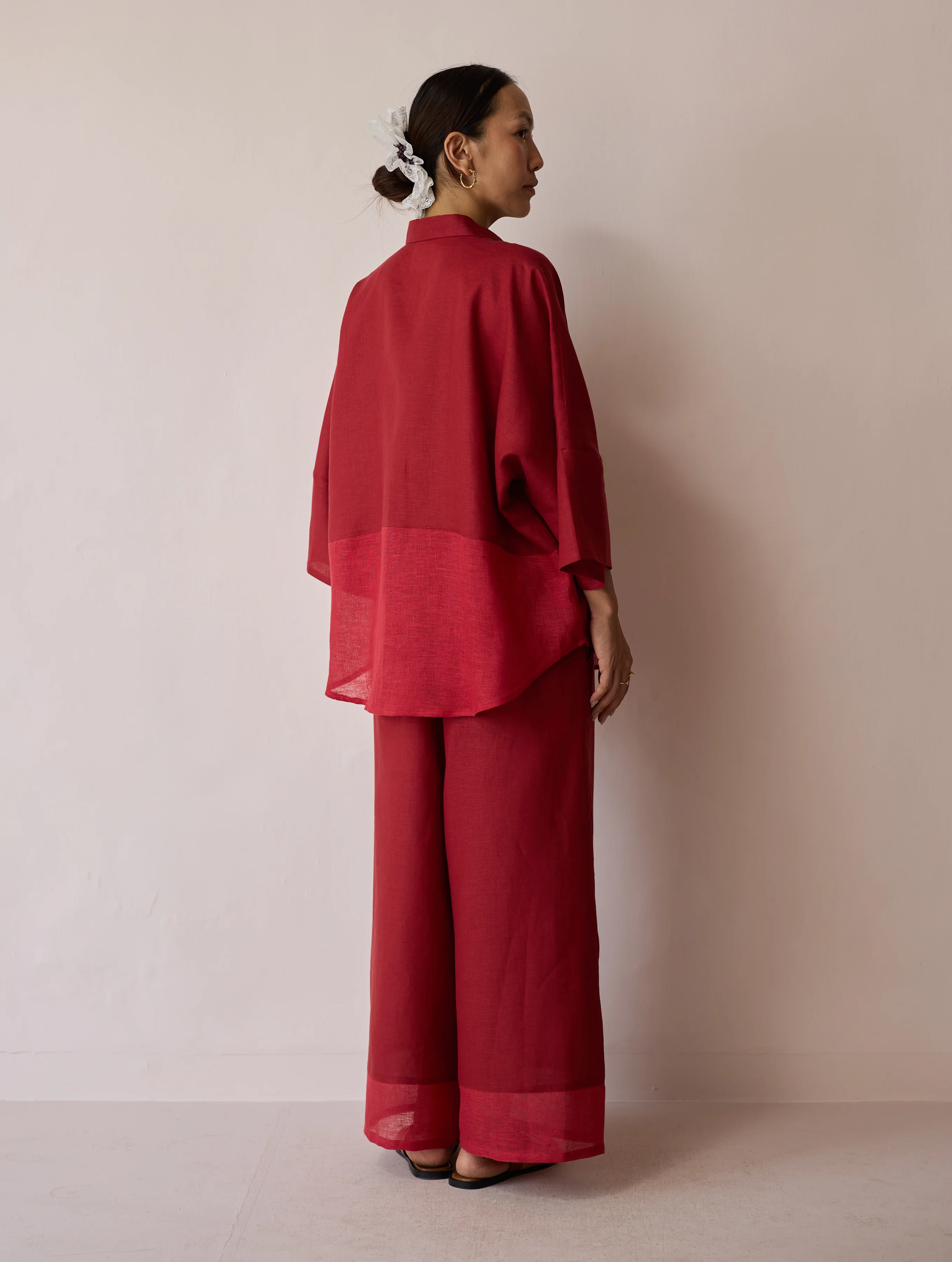 Cassa Linen Patchwork Co-ord Set - Heirloom Red - Image 15