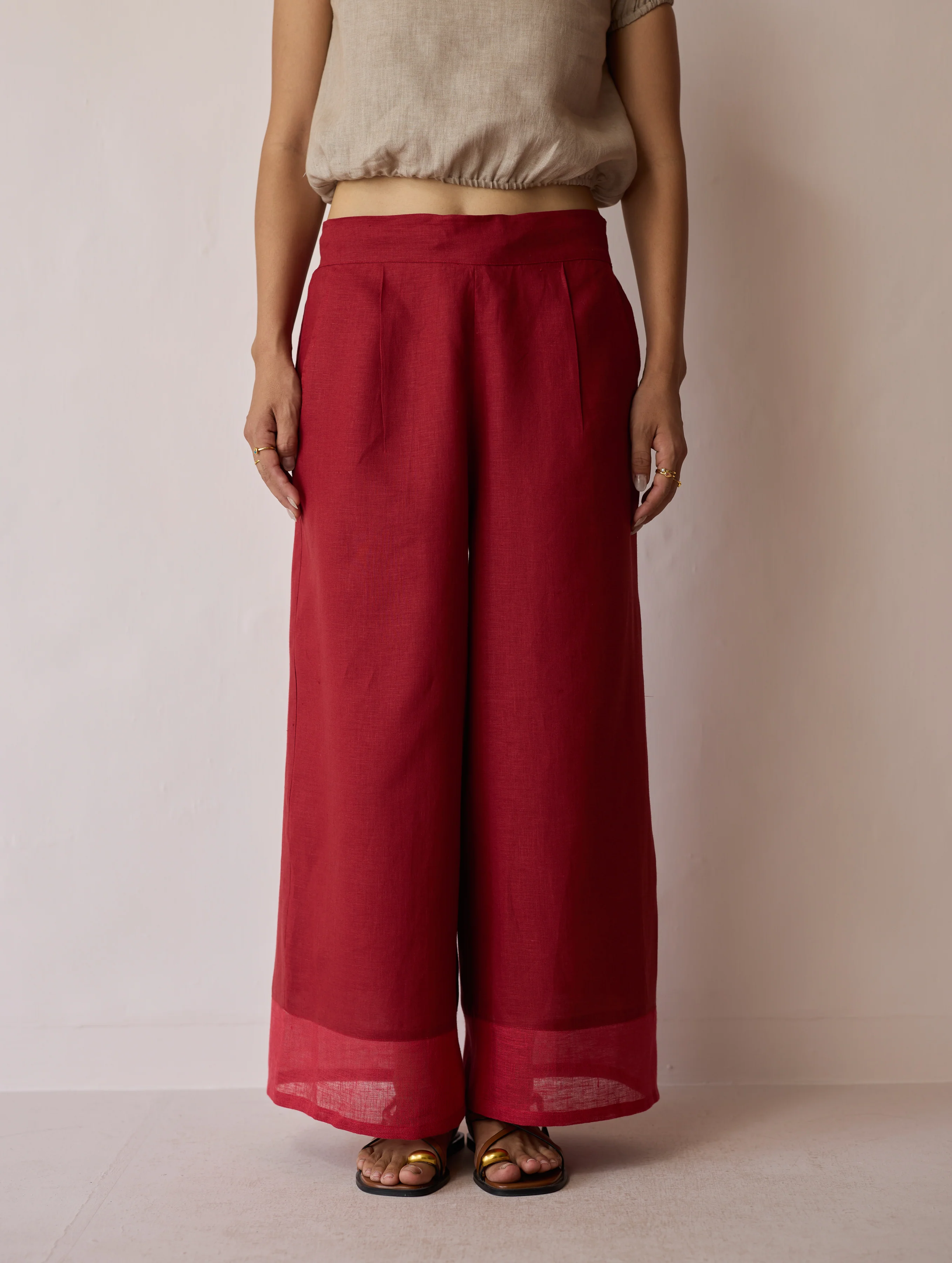 Cassa Linen Patchwork Co-ord Set - Heirloom Red - Image 8