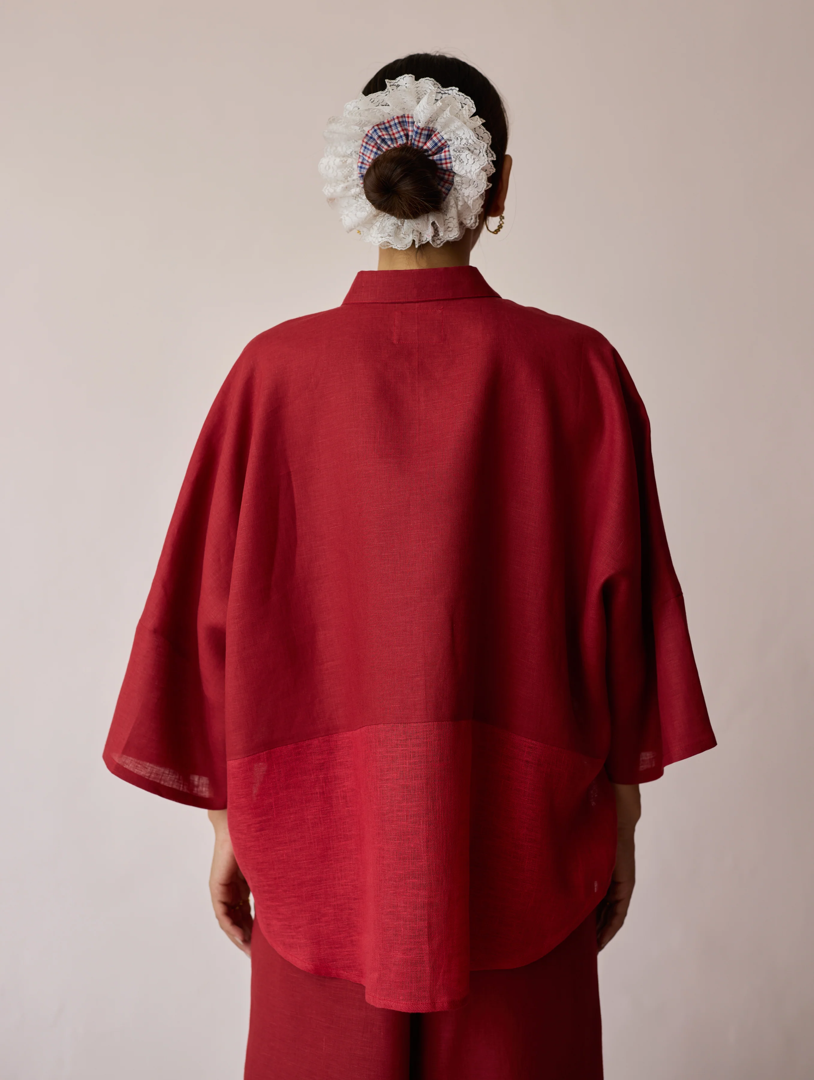 Cassa Linen Patchwork Shirt - Heirloom Red - Image 12