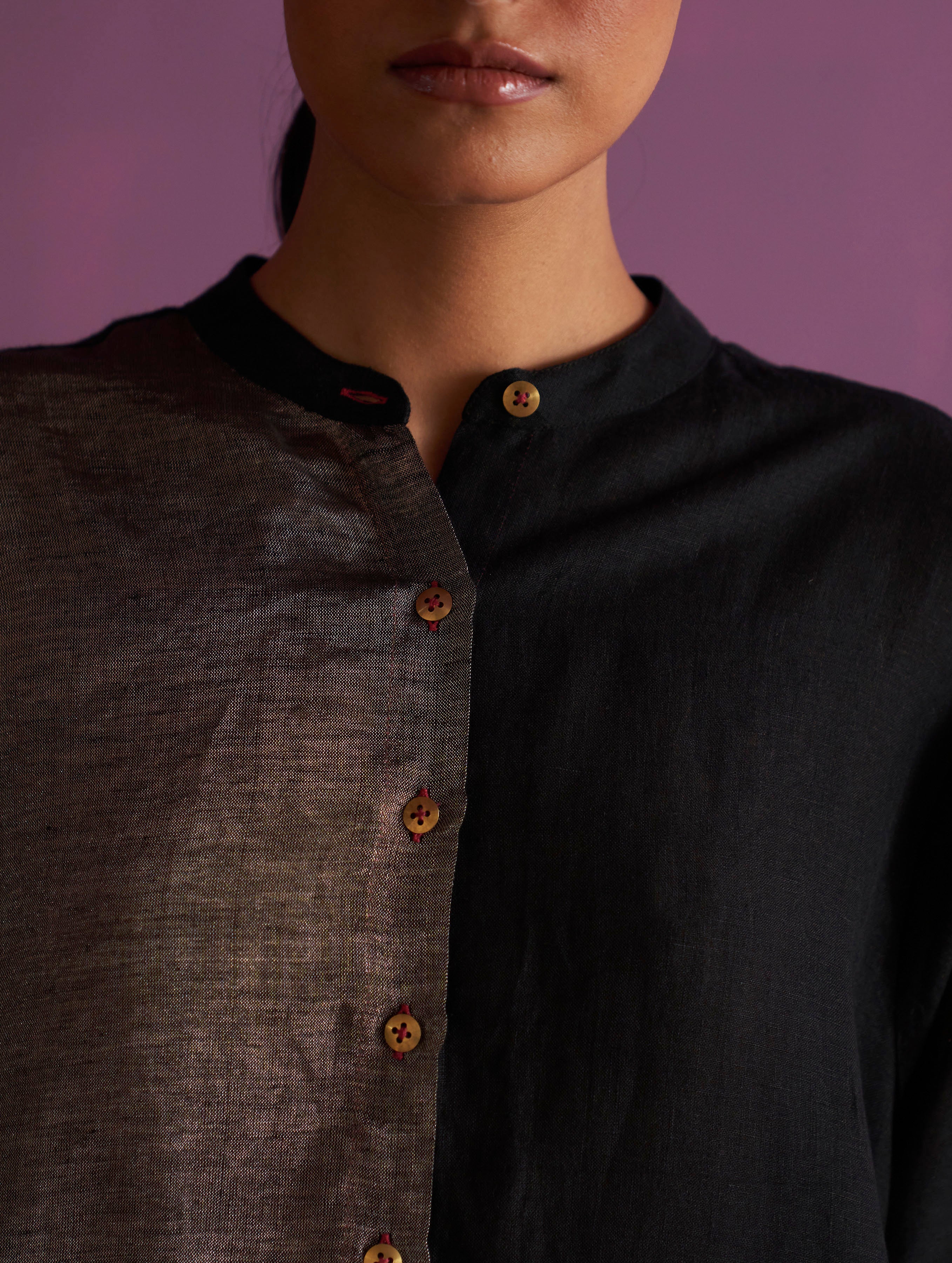 Clara Metallic Shirt Kurta - Black - Image 5