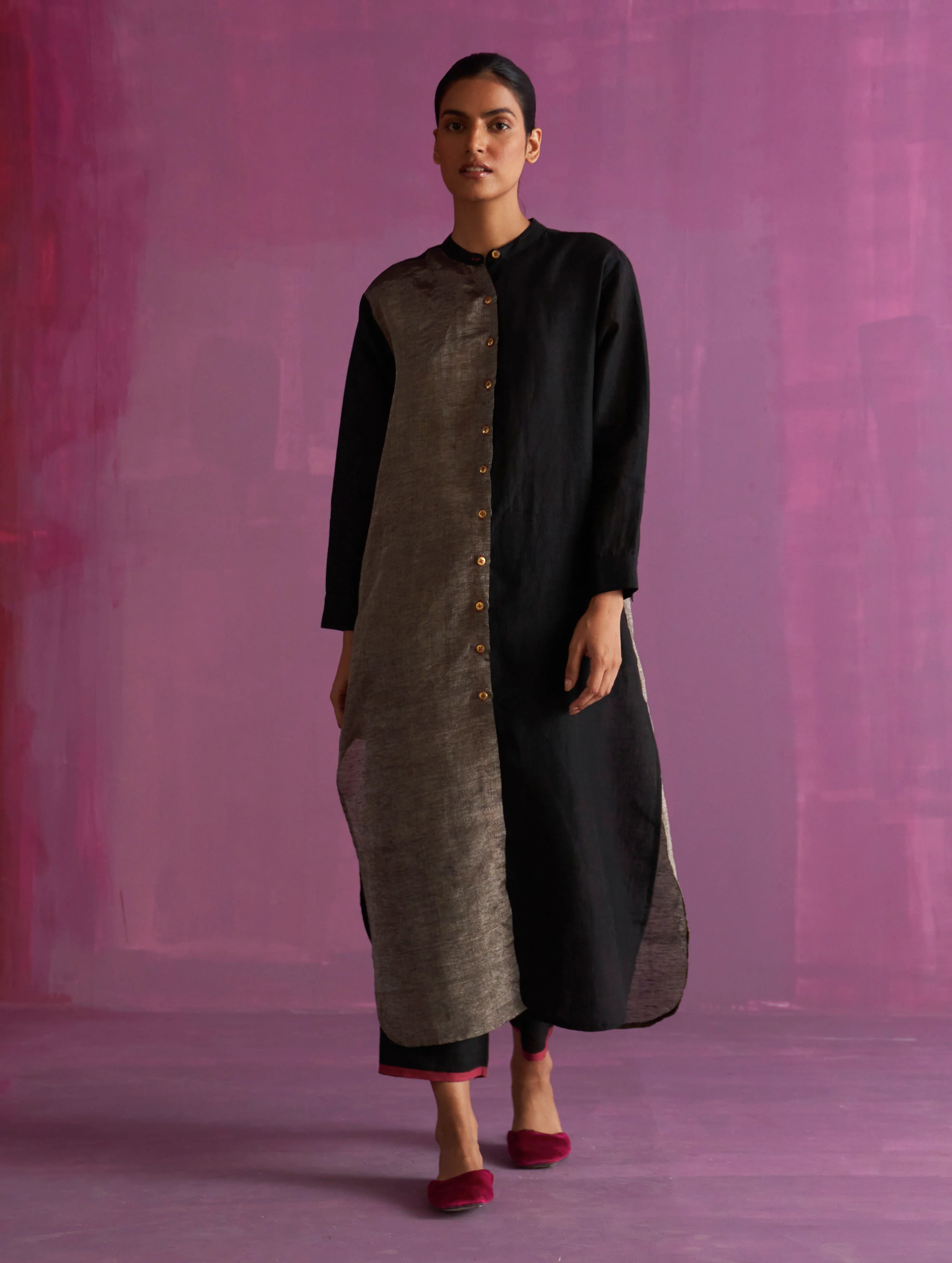 Clara Metallic Shirt Kurta - Black - Image 6