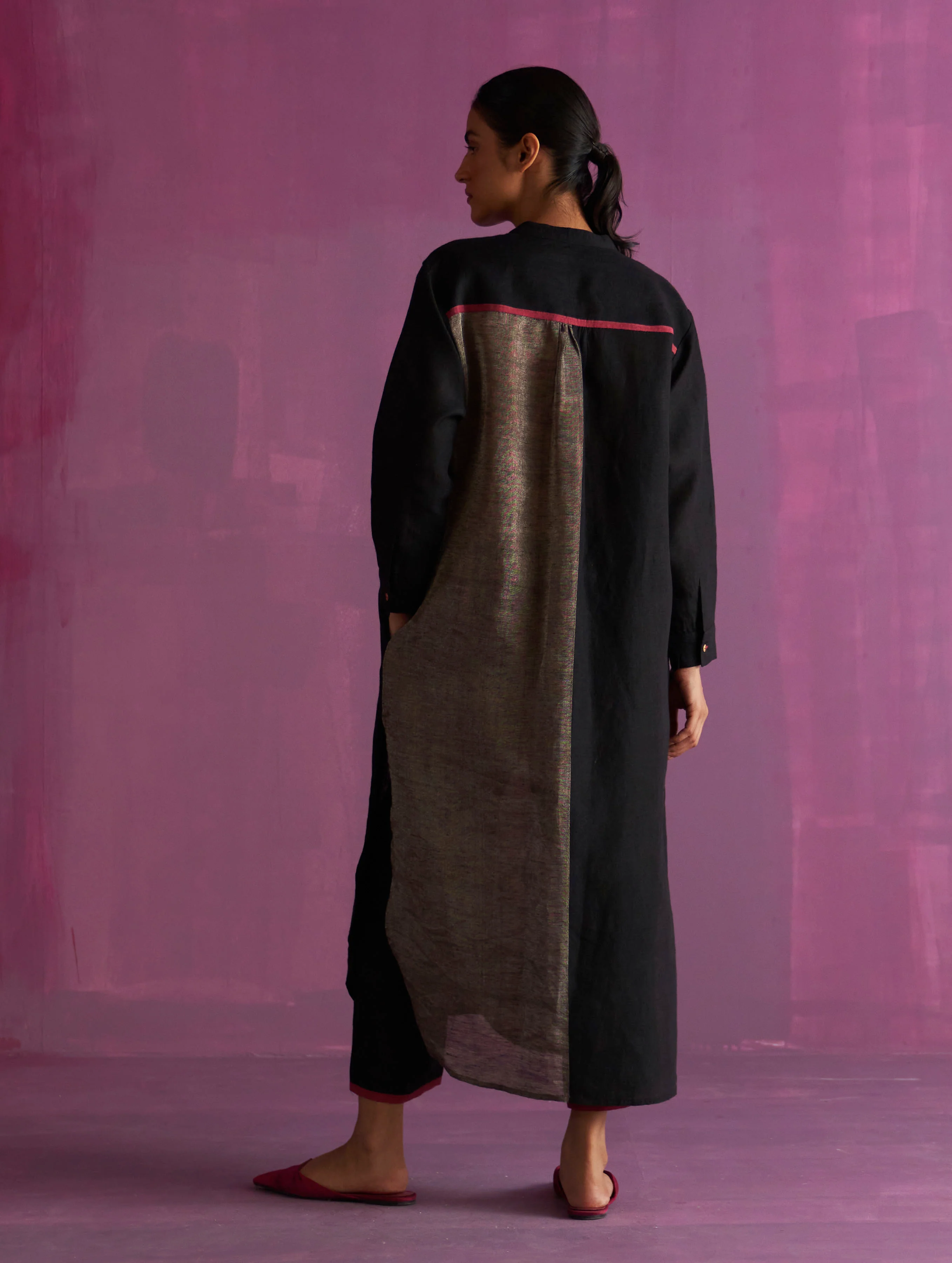 Clara Metallic Shirt Kurta - Black - Image 8