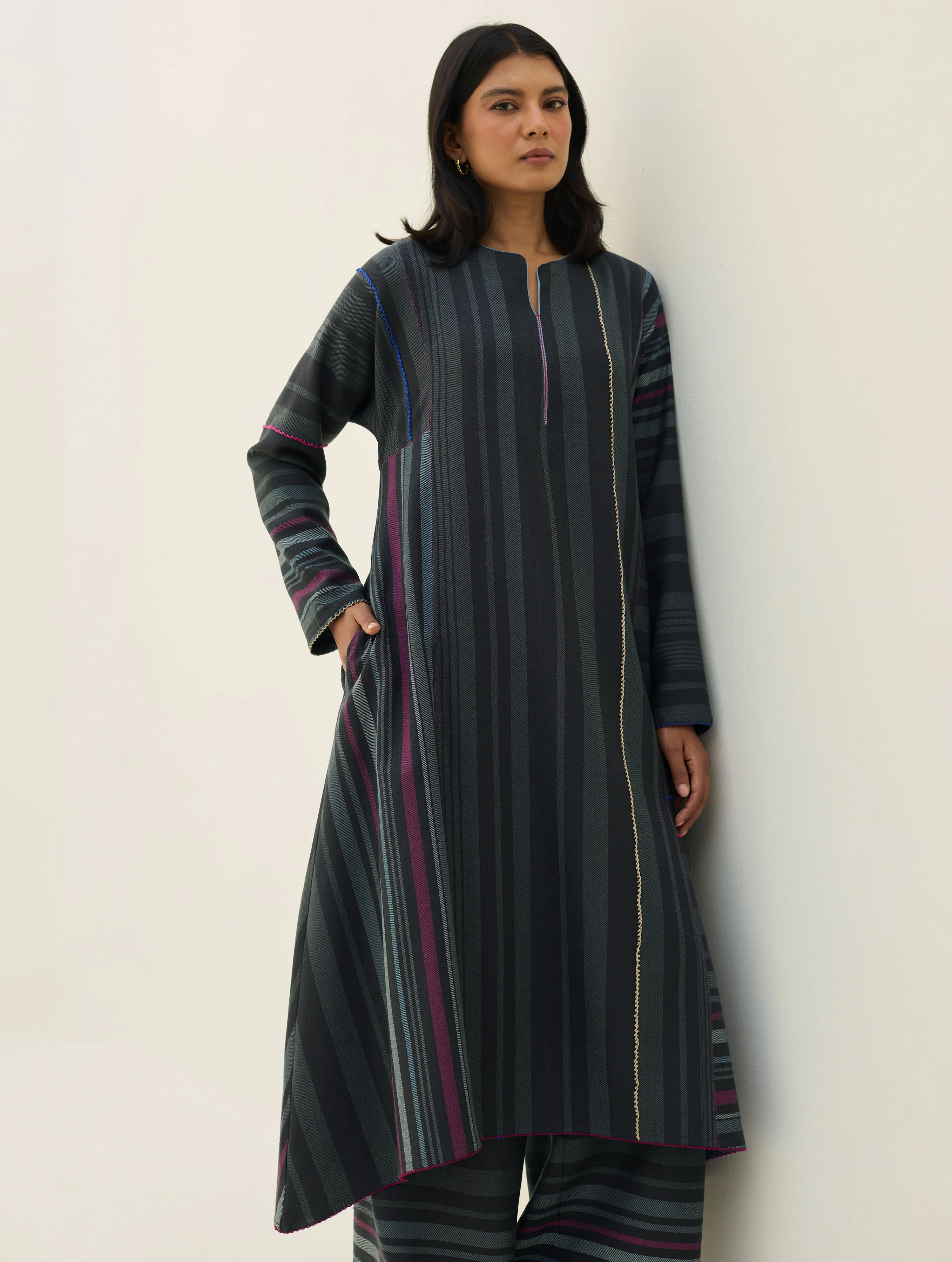 Daphne Merino Wool Kurta Sets - Charcoal - Image 11