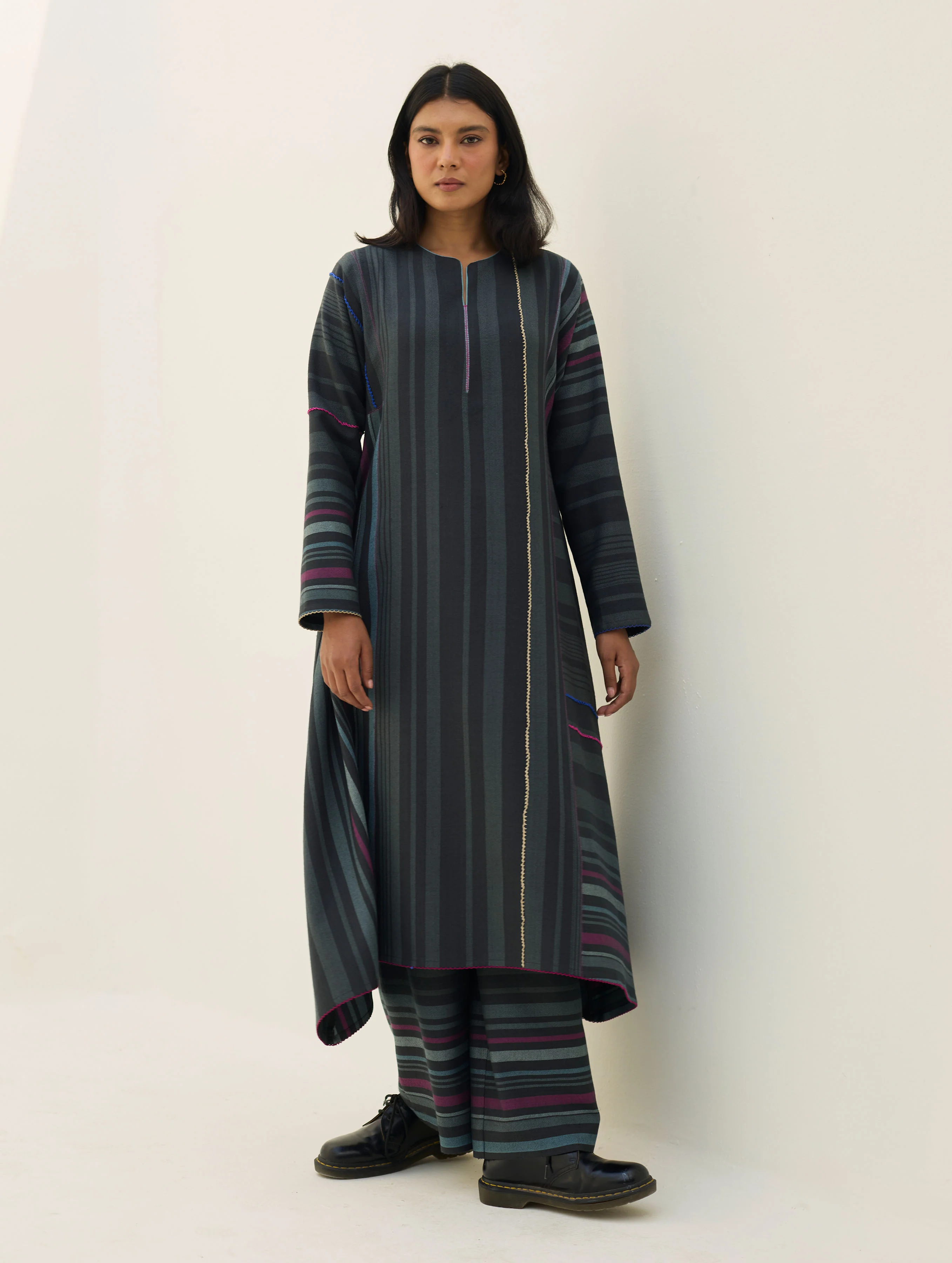 Daphne Merino Wool Kurta Sets - Charcoal - Image 6