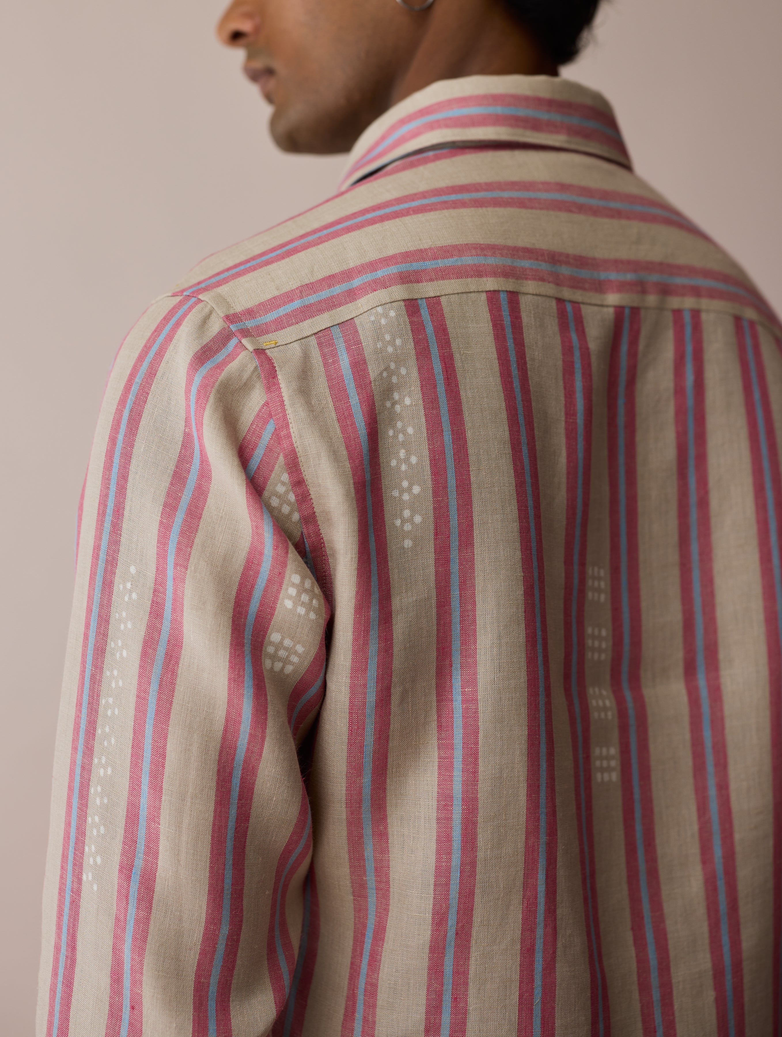 Darra Classic Collar Stripe Linen Shirt - Natural - Image 3