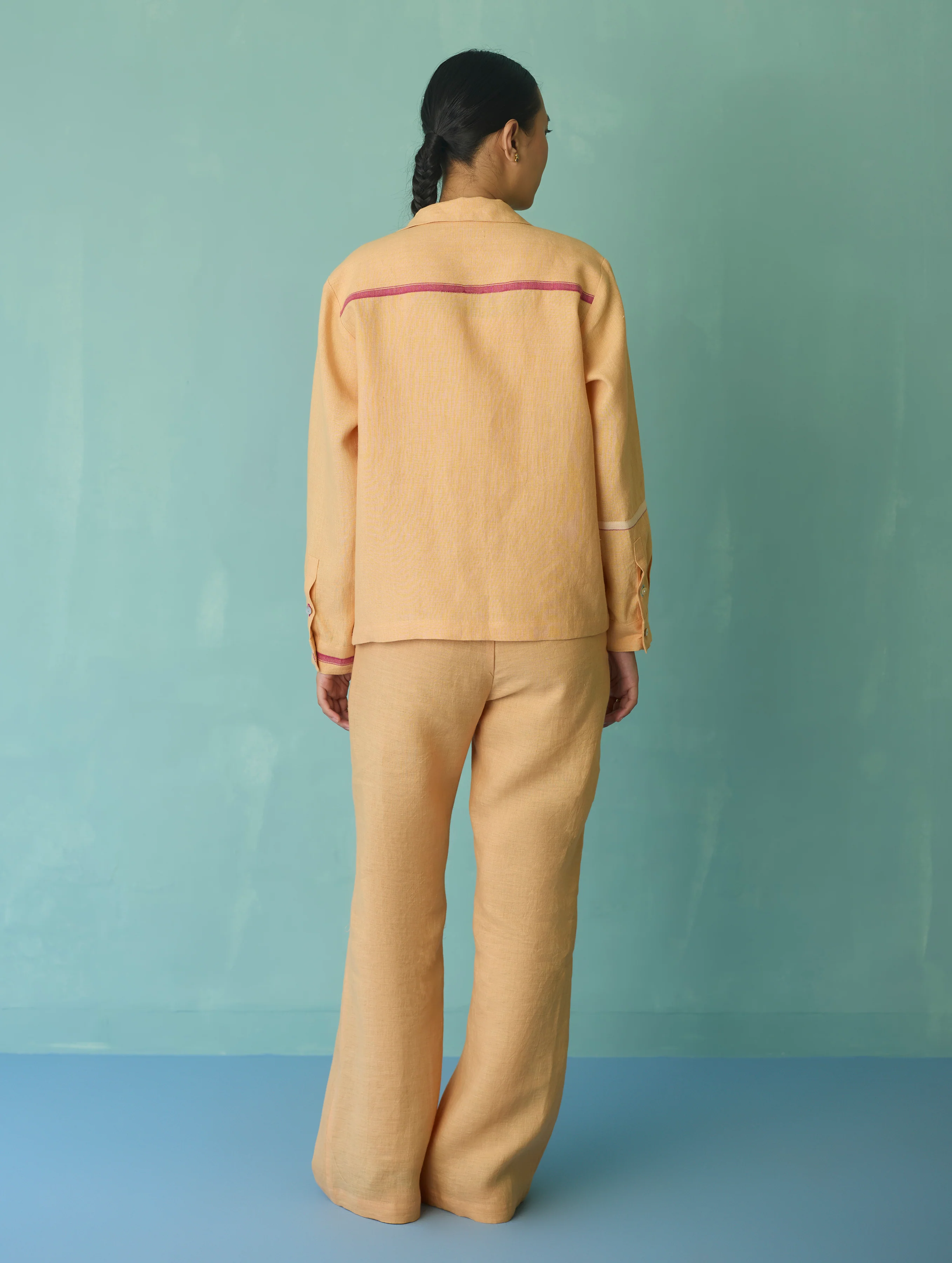 Della Border Linen Jacket - Apricot - Image 13