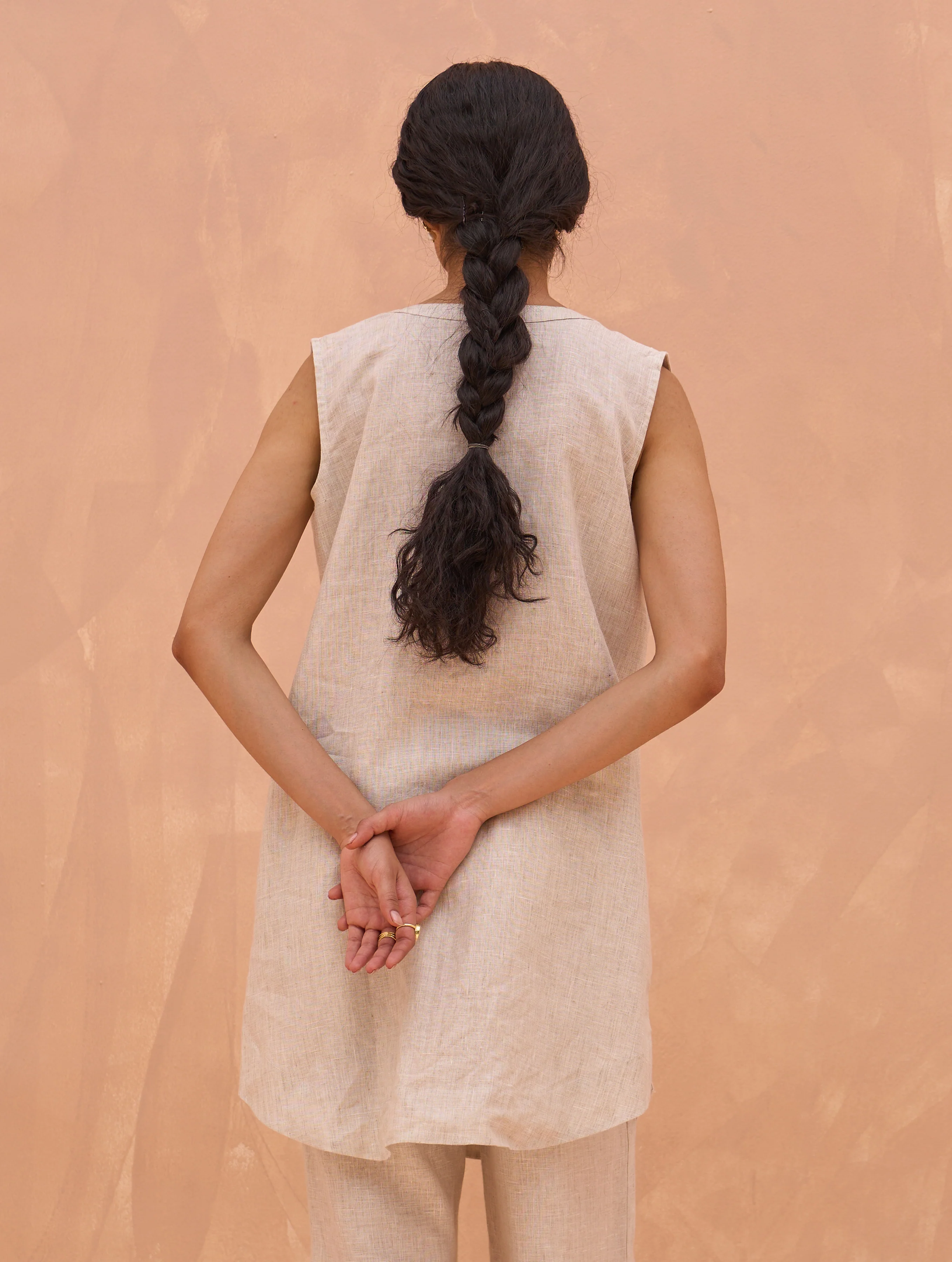 Dia Linen Sleeveless Top - Off White - Image 5