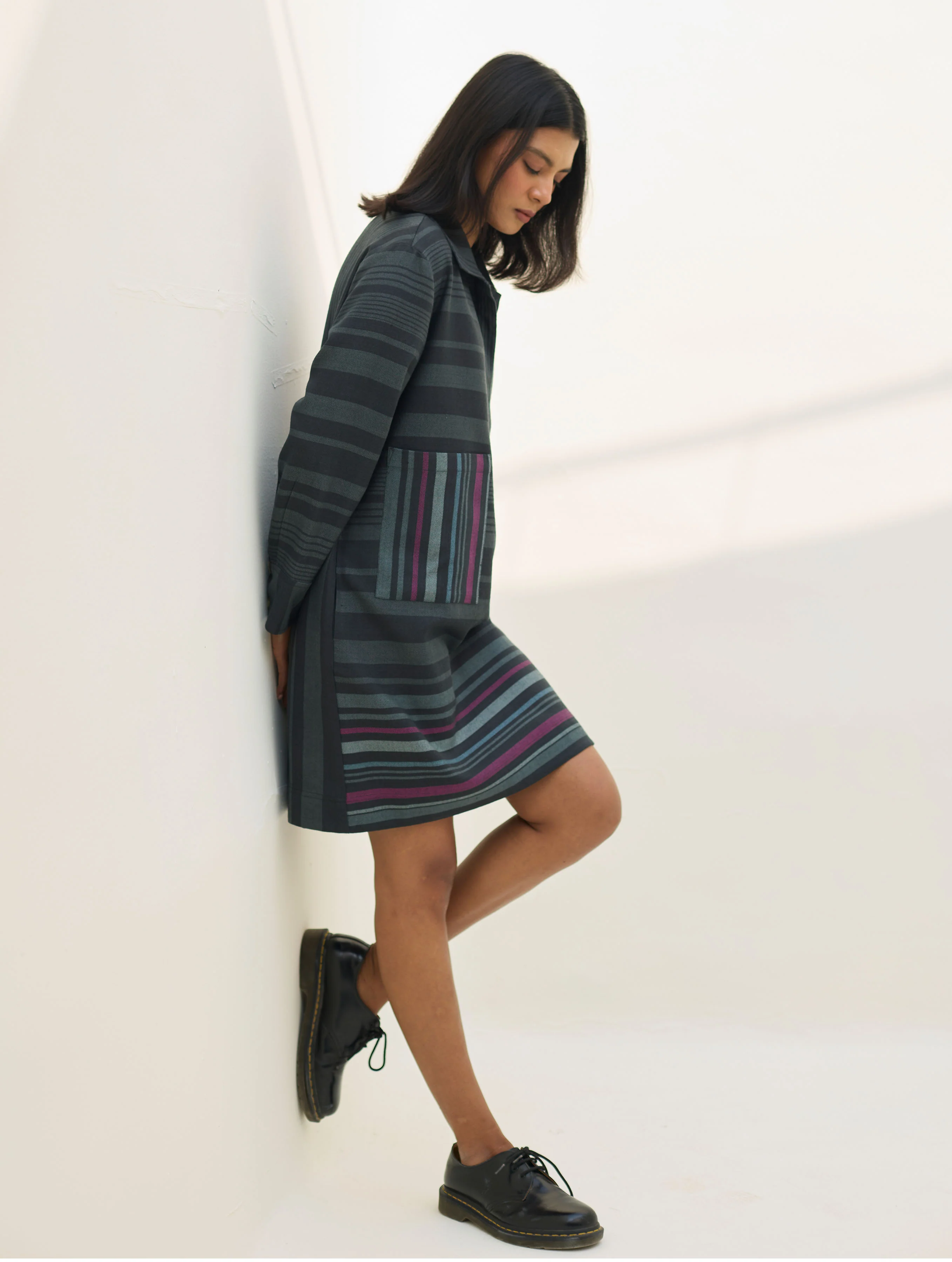 Eden Patch Pocket Dress - Charcoal