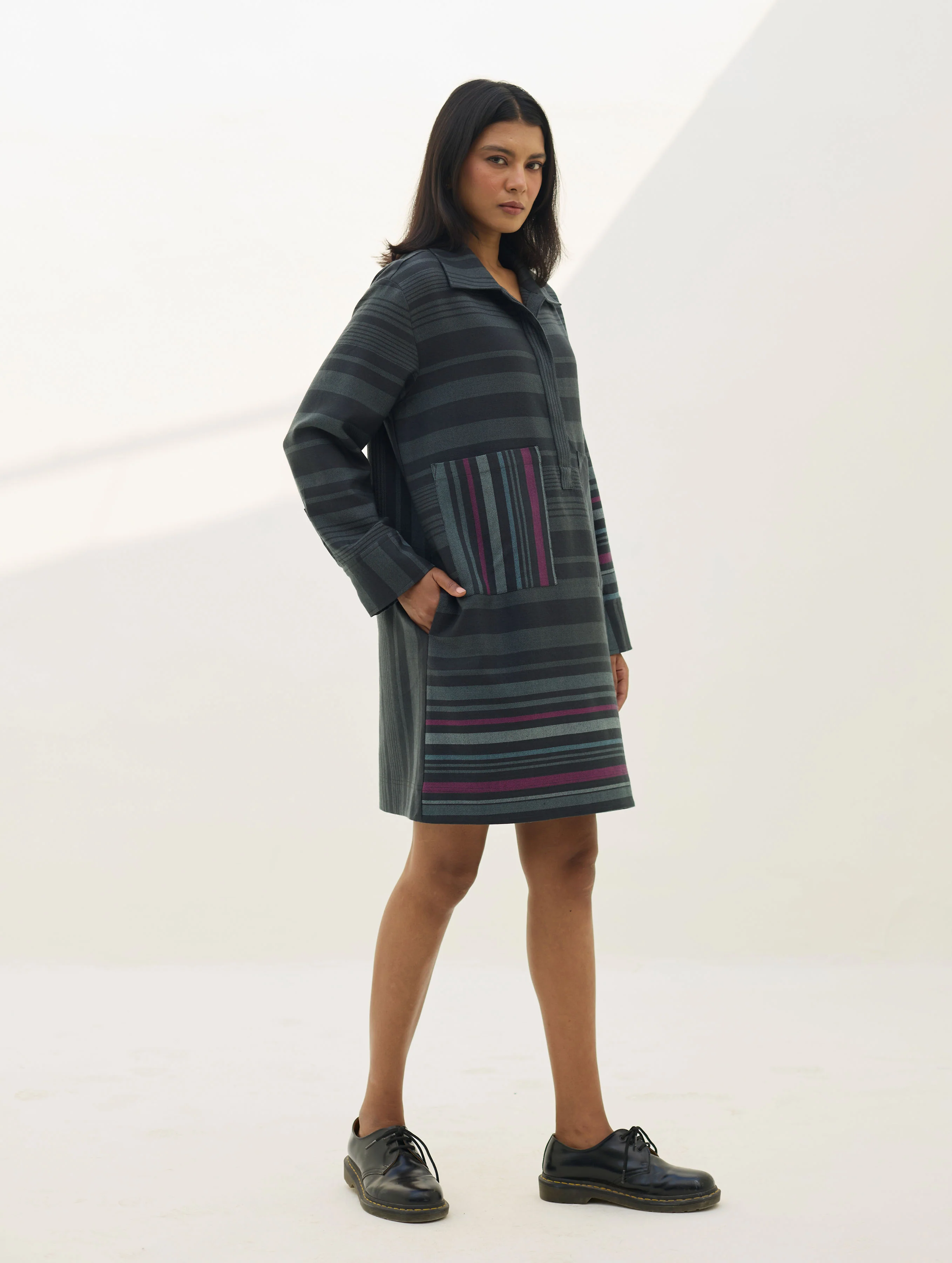 Eden Patch Pocket Dress - Charcoal - Image 4