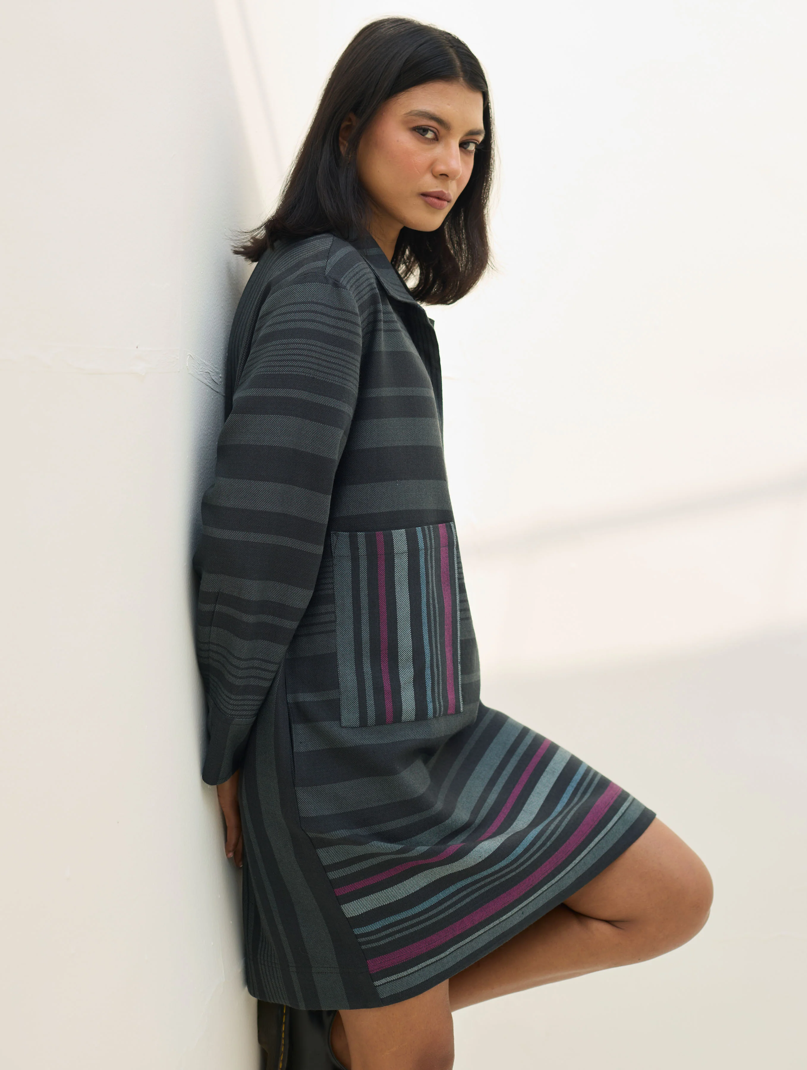 Eden Patch Pocket Dress - Charcoal - Image 8
