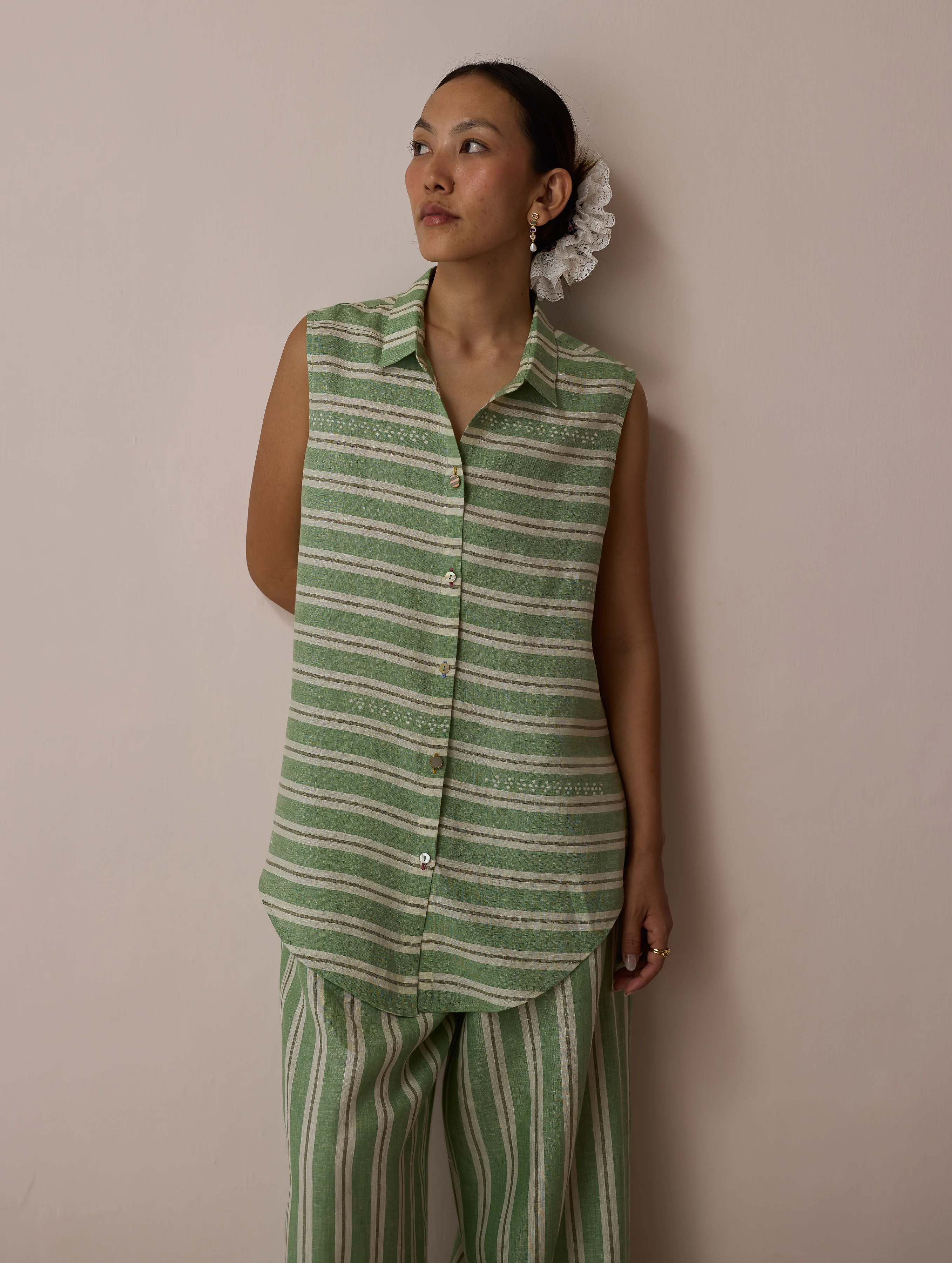 Ello Block-Printed Linen Co-ord Set - Fern - Image 2
