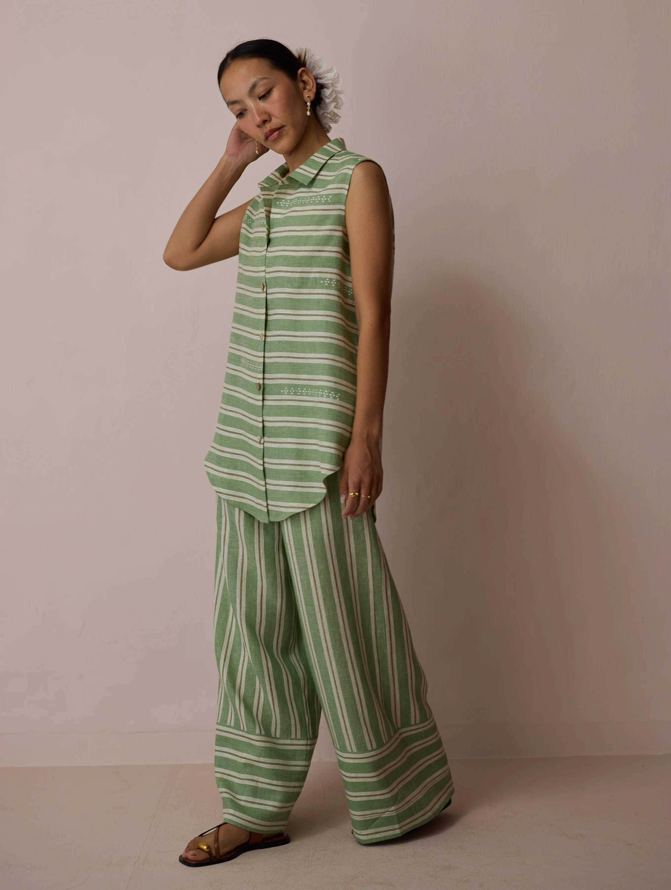 Ello Block-Printed Linen Co-ord Set - Fern - Image 4