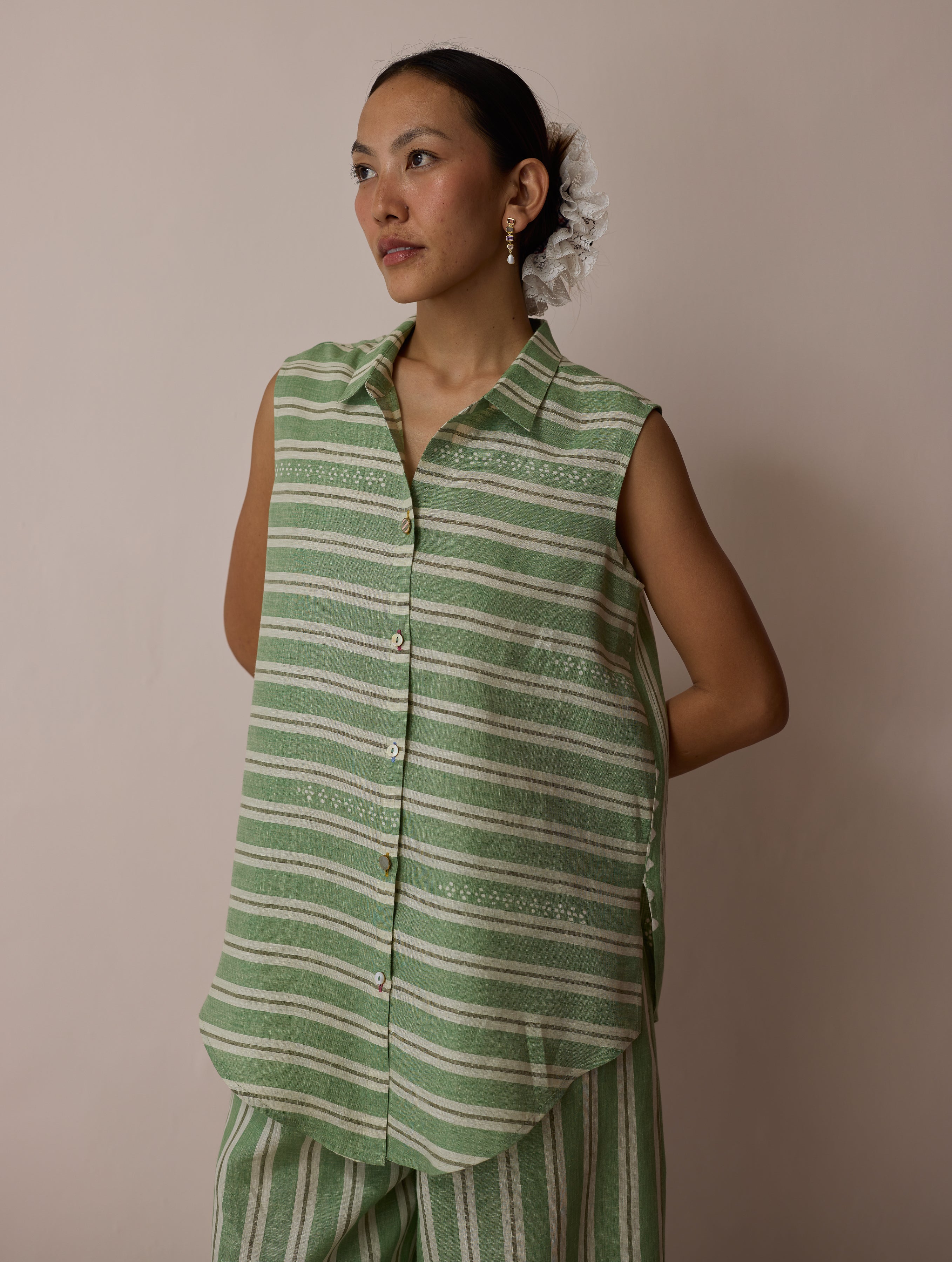 Ello Block-Printed Linen Co-ord Set - Fern - Image 5