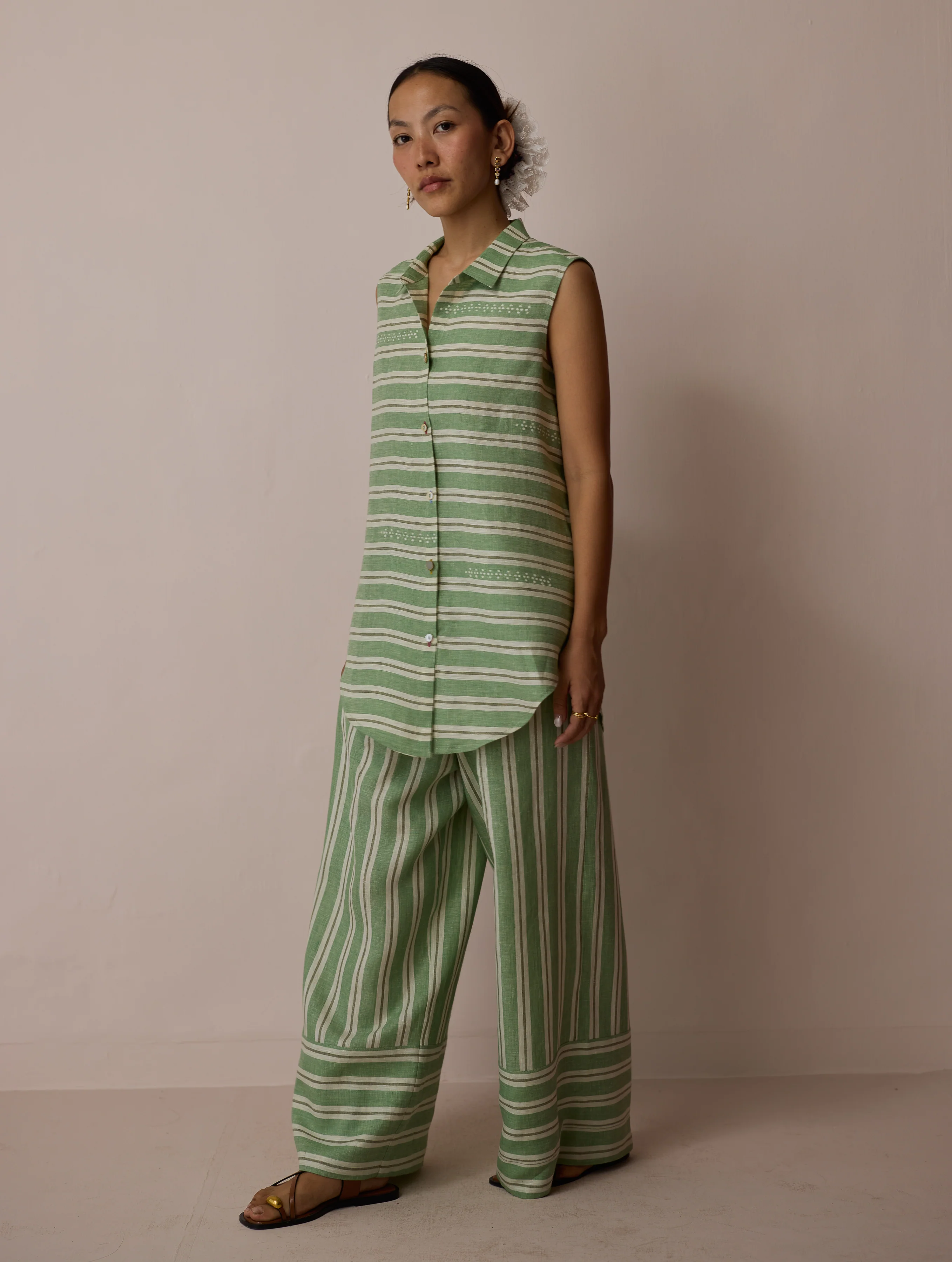 Ello Block-Printed Linen Co-ord Set - Fern - Image 8