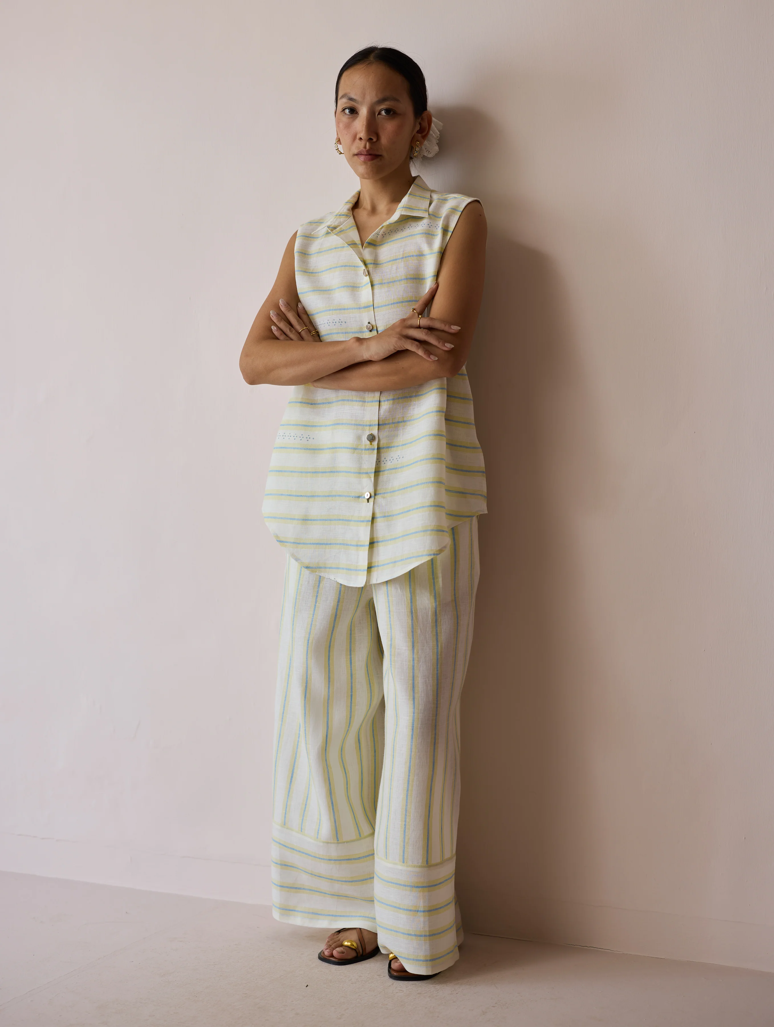 Ello Block-Printed Linen Co-ord Set - Ivory - Image 10