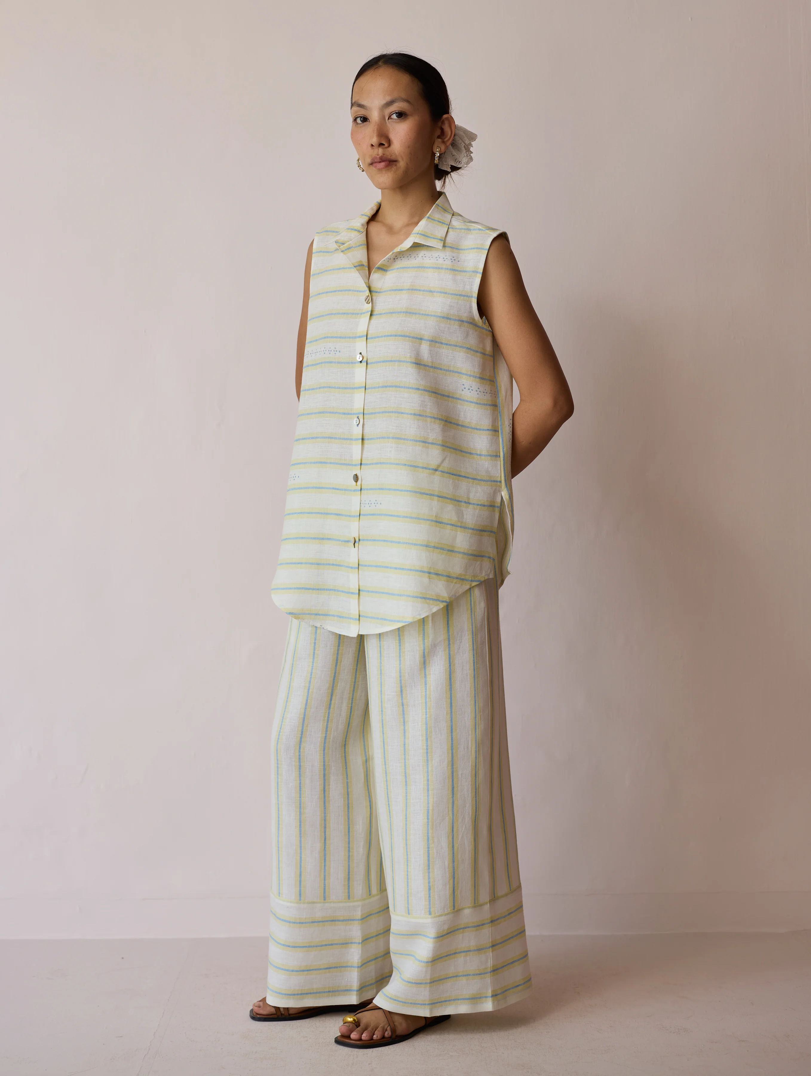 Ello Block-Printed Linen Co-ord Set - Ivory - Image 11