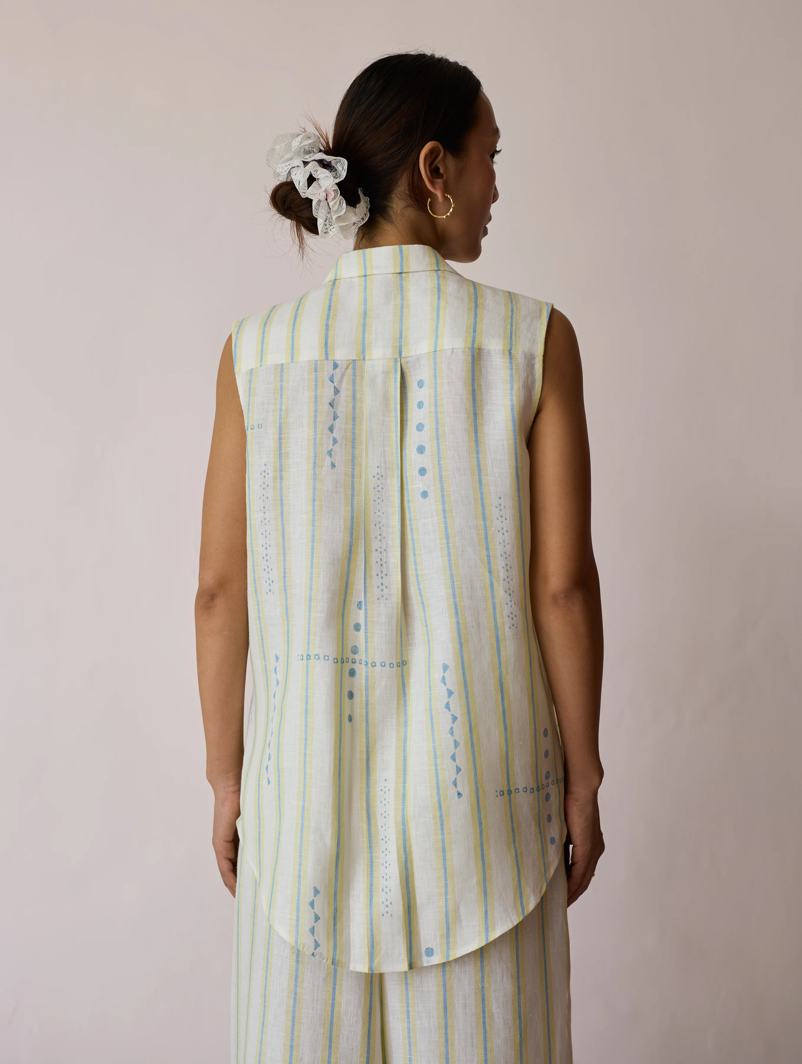 Ello Block-Printed Linen Co-ord Set - Ivory - Image 12