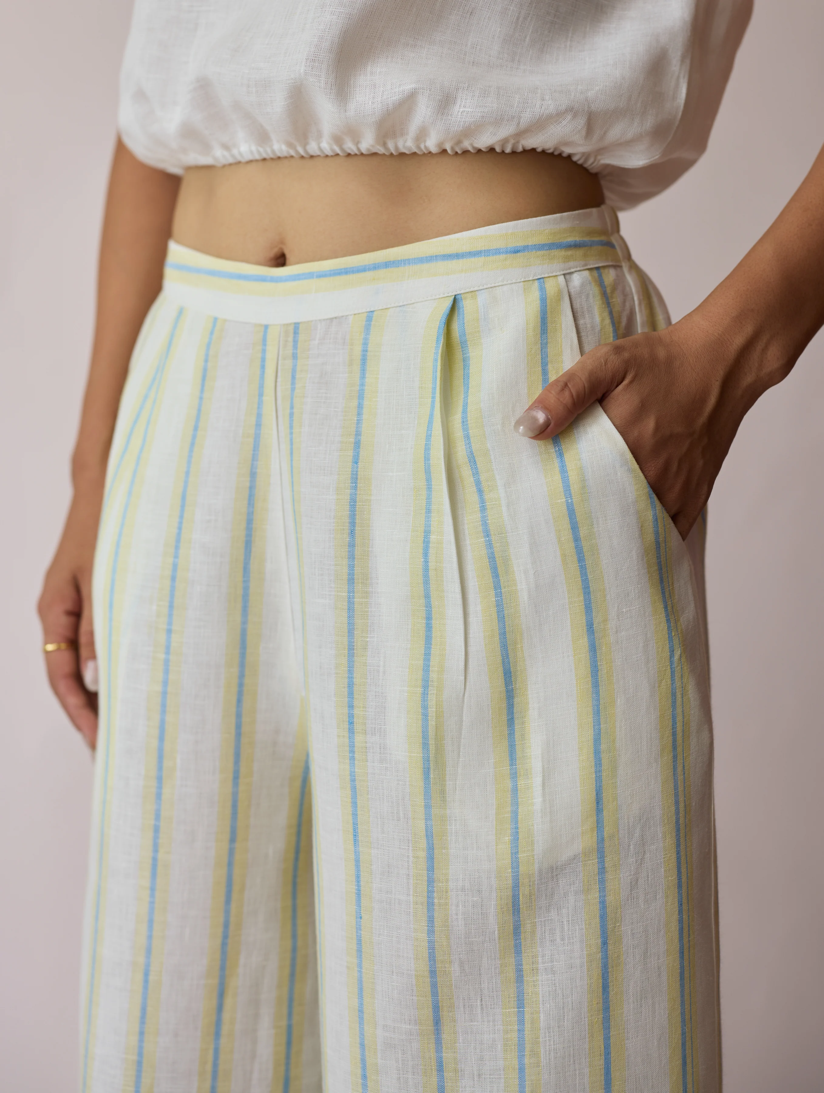 Ello Block-Printed Linen Co-ord Set - Ivory - Image 13