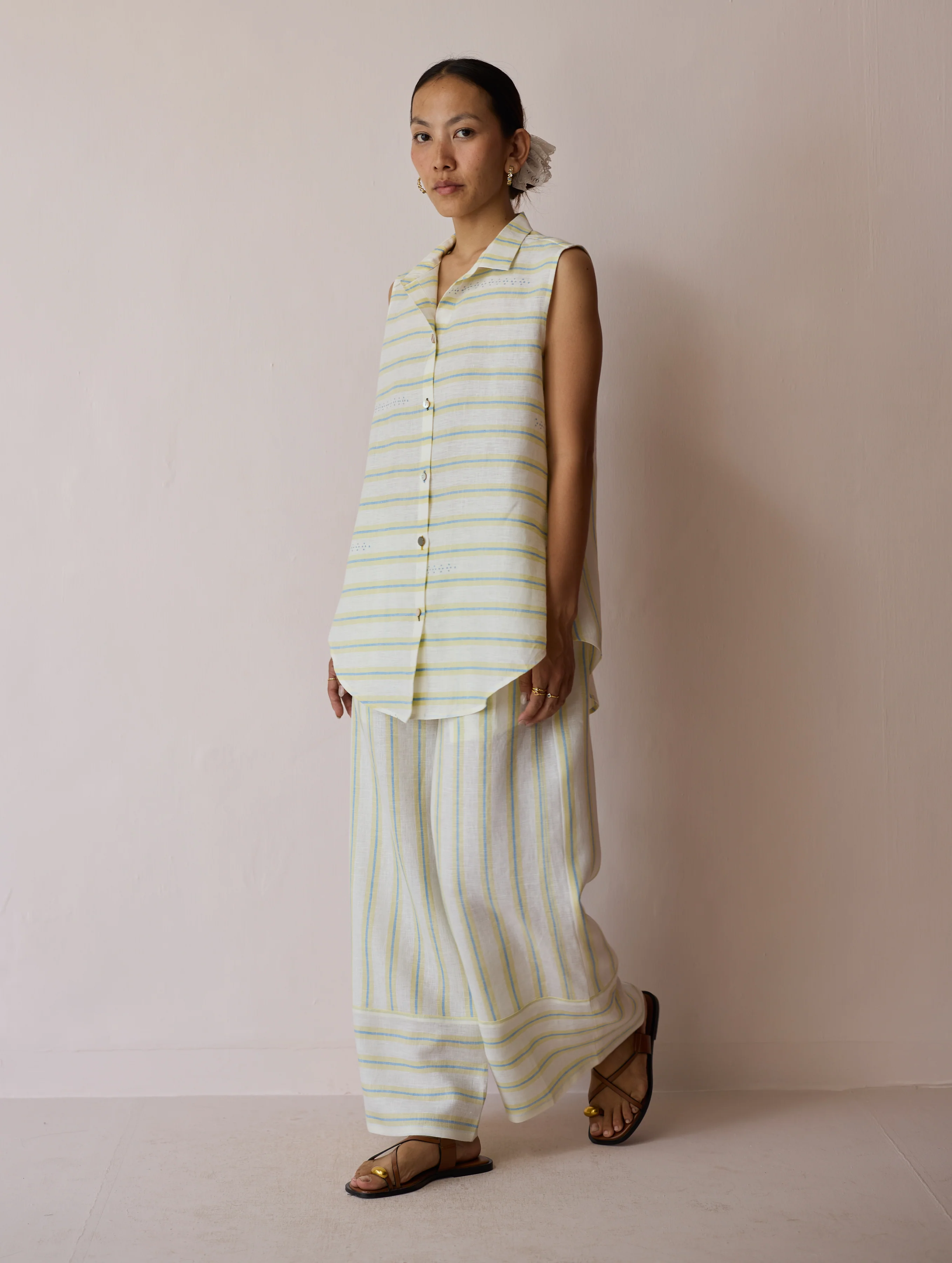 Ello Block-Printed Linen Co-ord Set - Ivory - Image 14