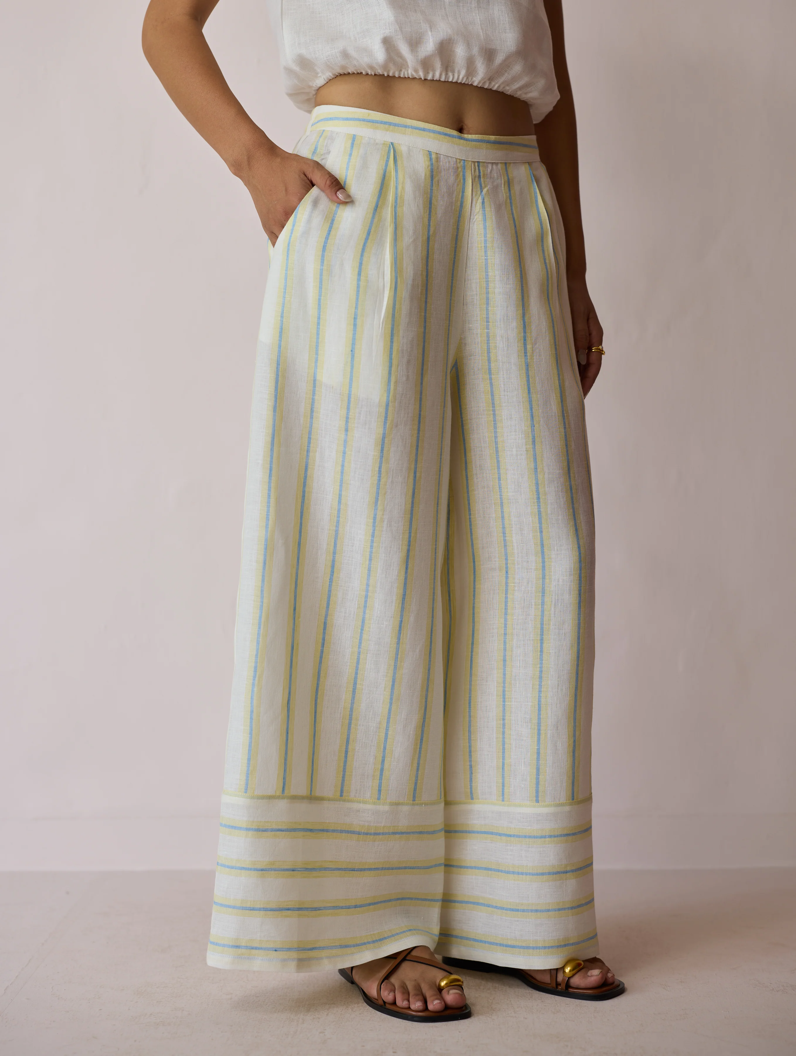 Ello Block-Printed Linen Co-ord Set - Ivory - Image 16