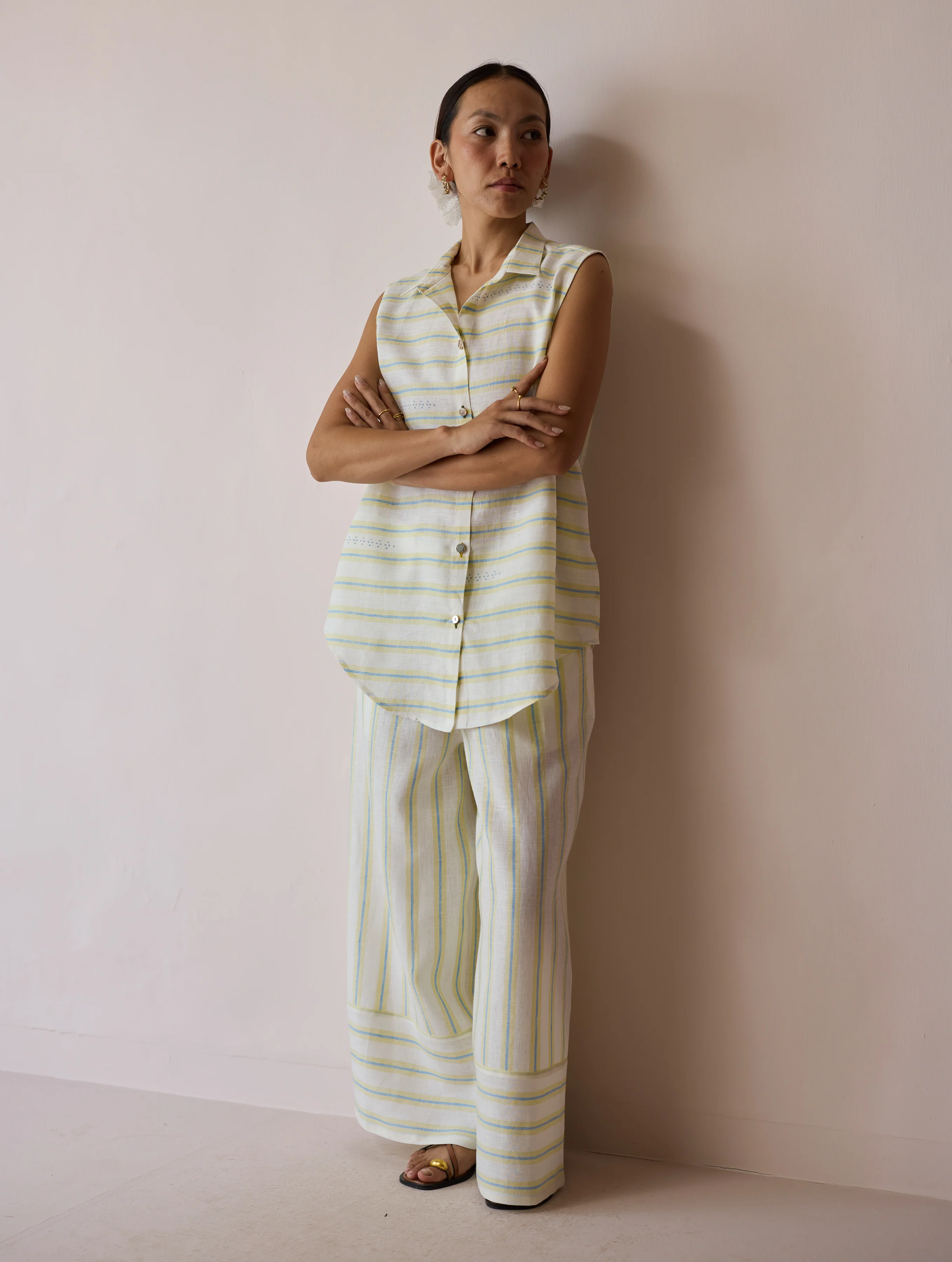 Ello Block-Printed Linen Co-ord Set - Ivory - Image 17