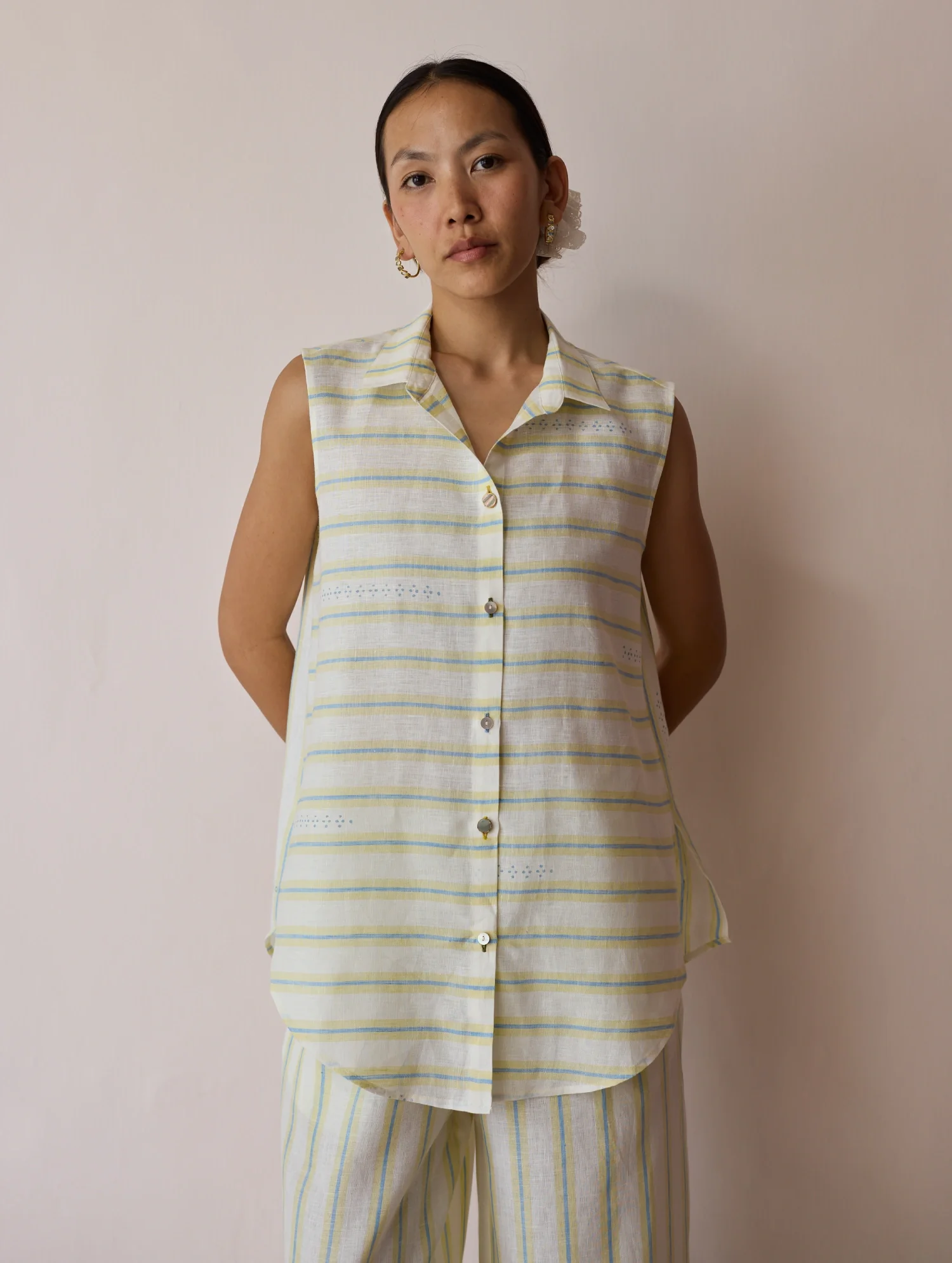 Ello Block-Printed Linen Co-ord Set - Ivory - Image 2