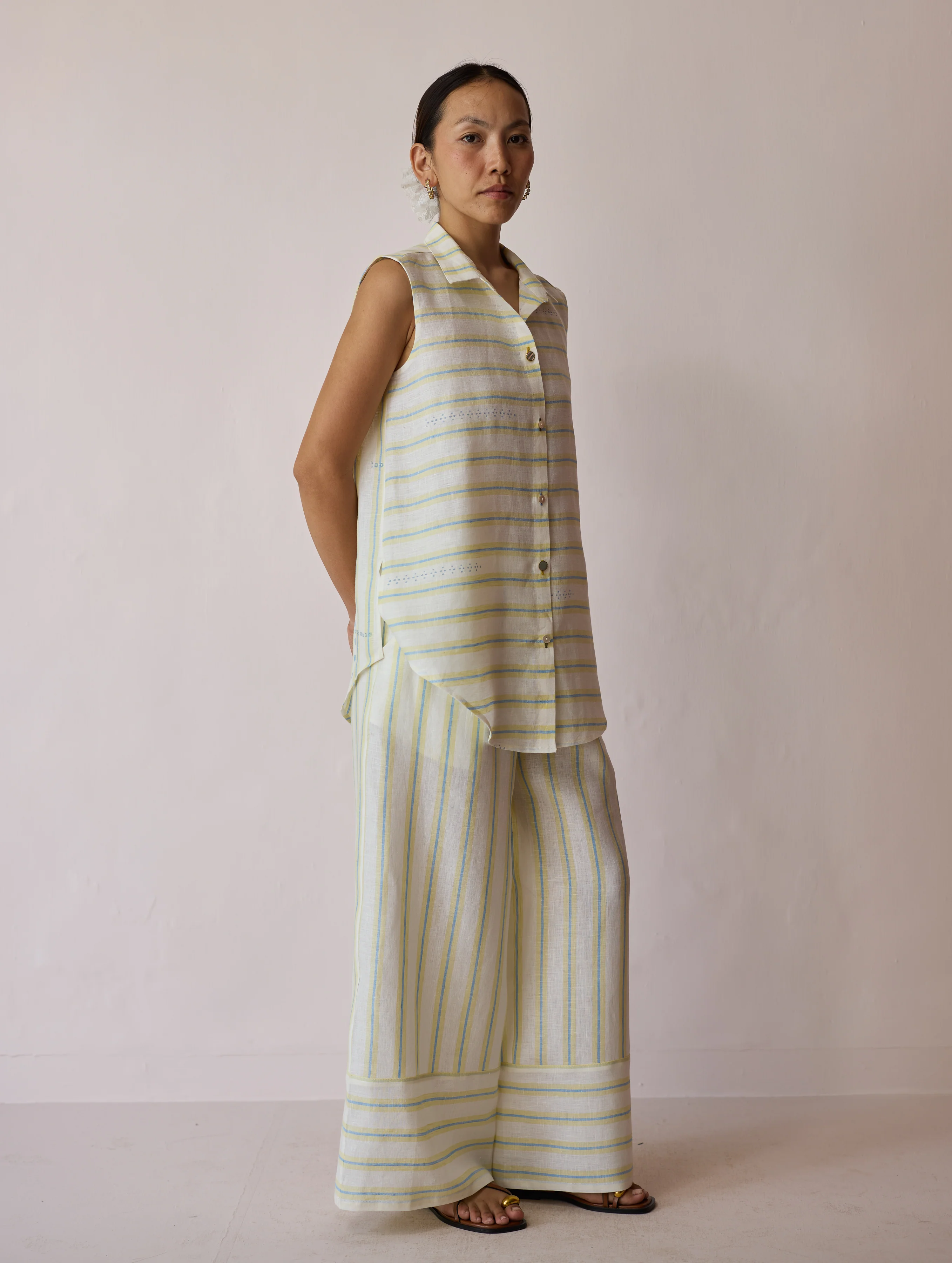 Ello Block-Printed Linen Co-ord Set - Ivory - Image 3