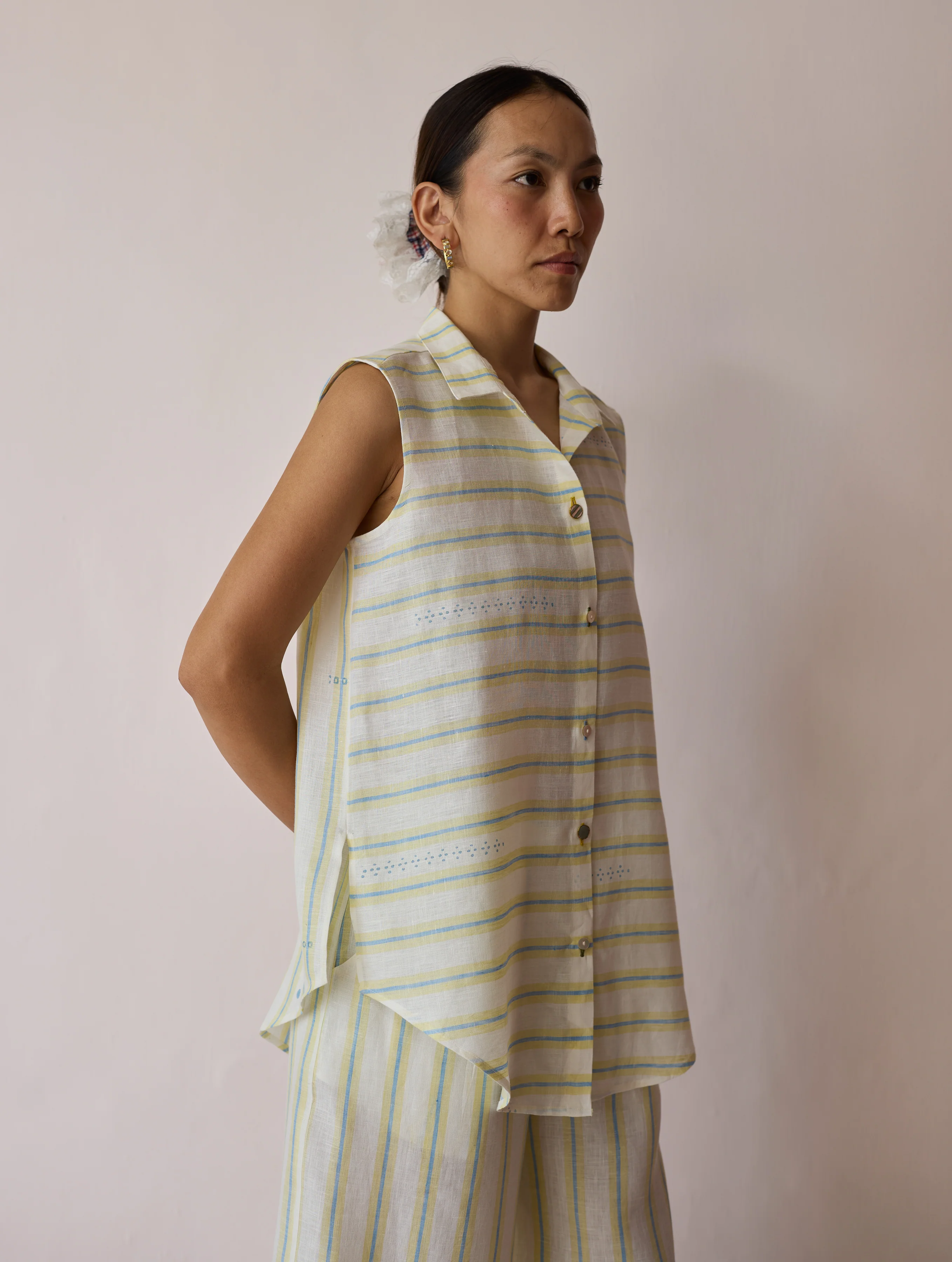 Ello Block-Printed Linen Co-ord Set - Ivory - Image 5
