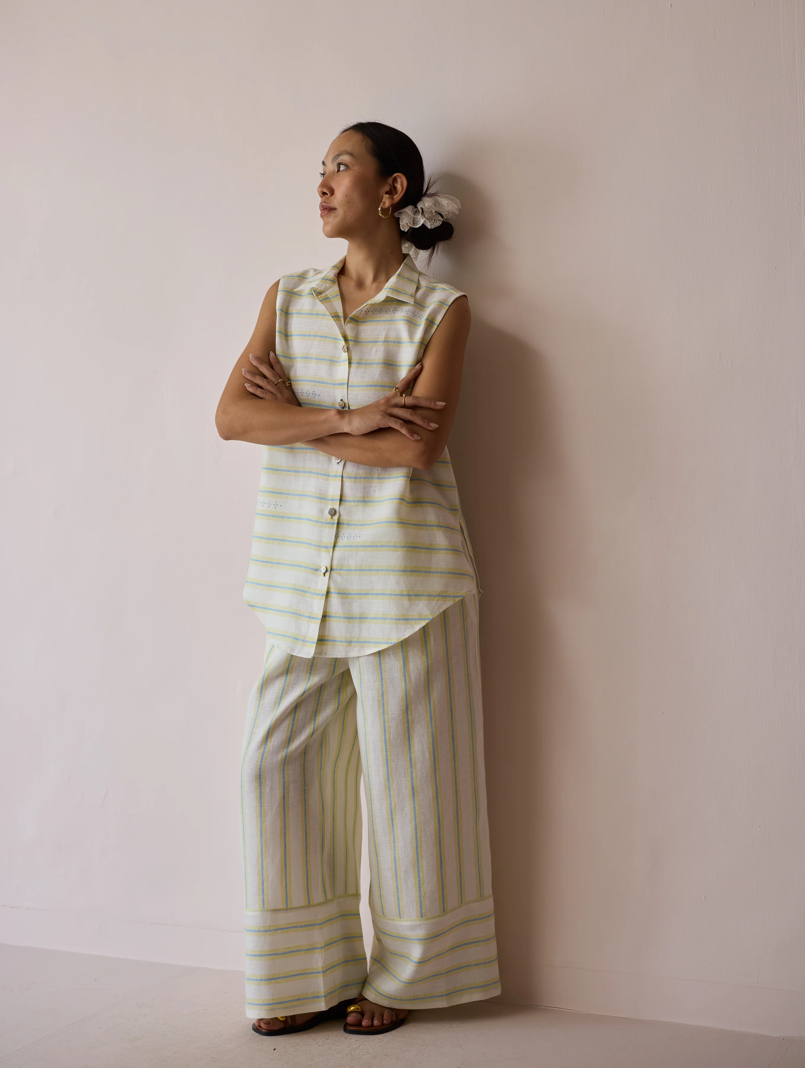 Ello Block-Printed Linen Co-ord Set - Ivory - Image 6