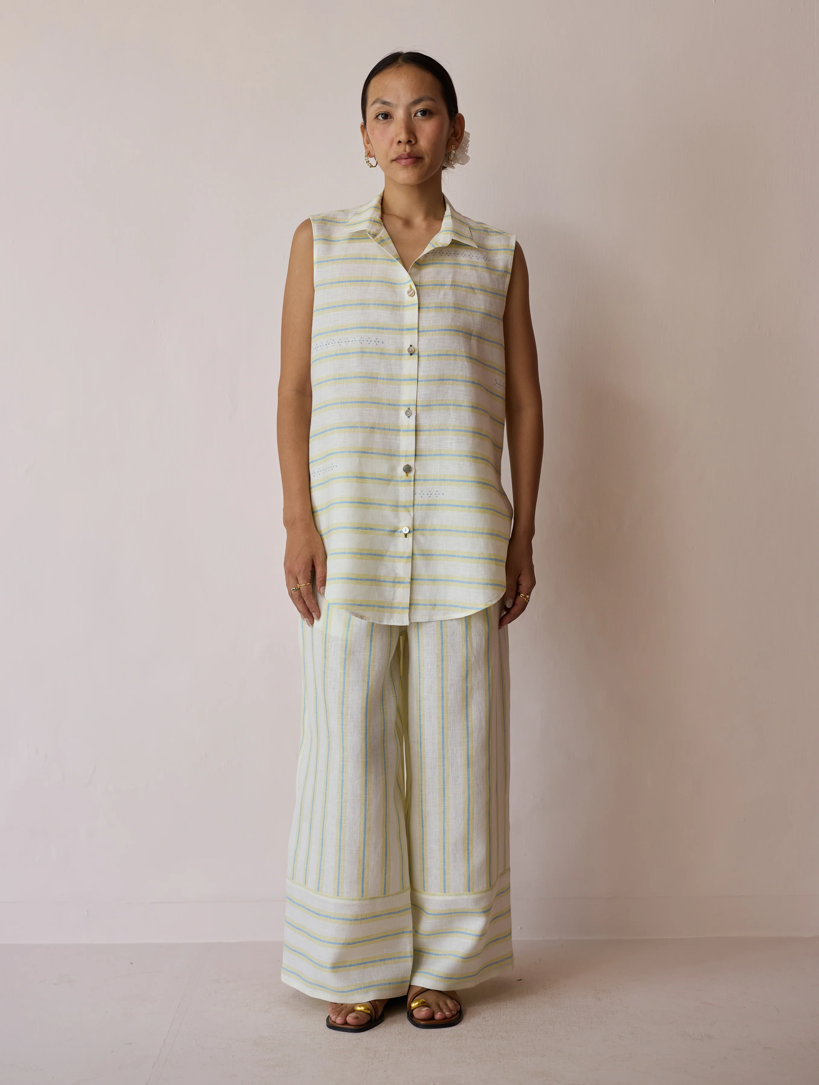 Ello Block-Printed Linen Co-ord Set - Ivory - Image 7