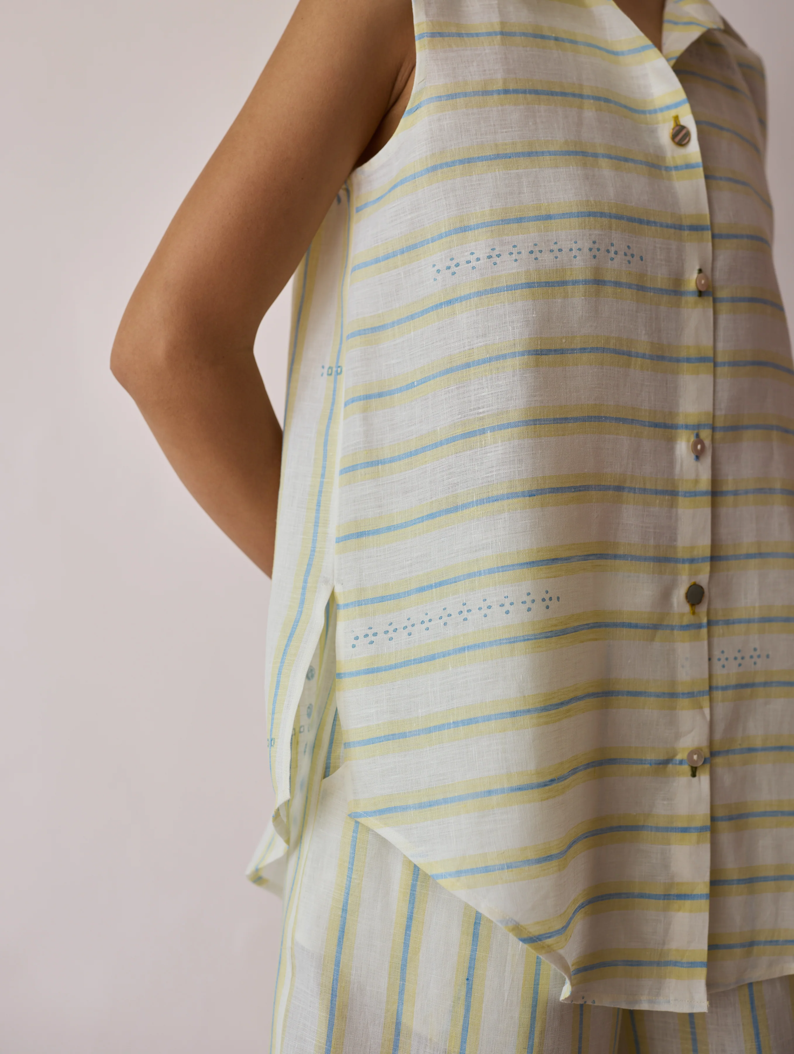 Ello Block-Printed Linen Co-ord Set - Ivory - Image 8