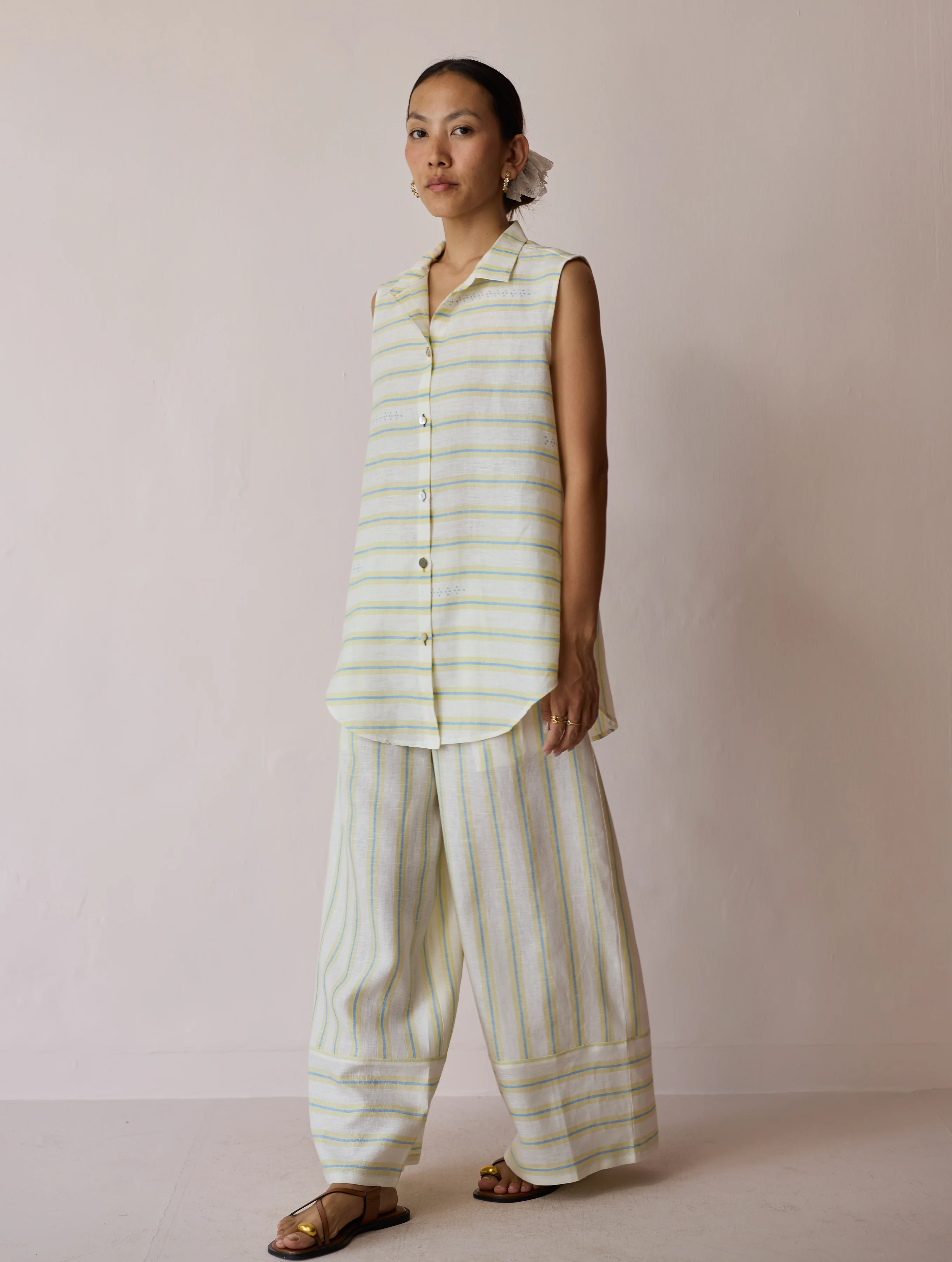Ello Block-Printed Linen Co-ord Set - Ivory - Image 9