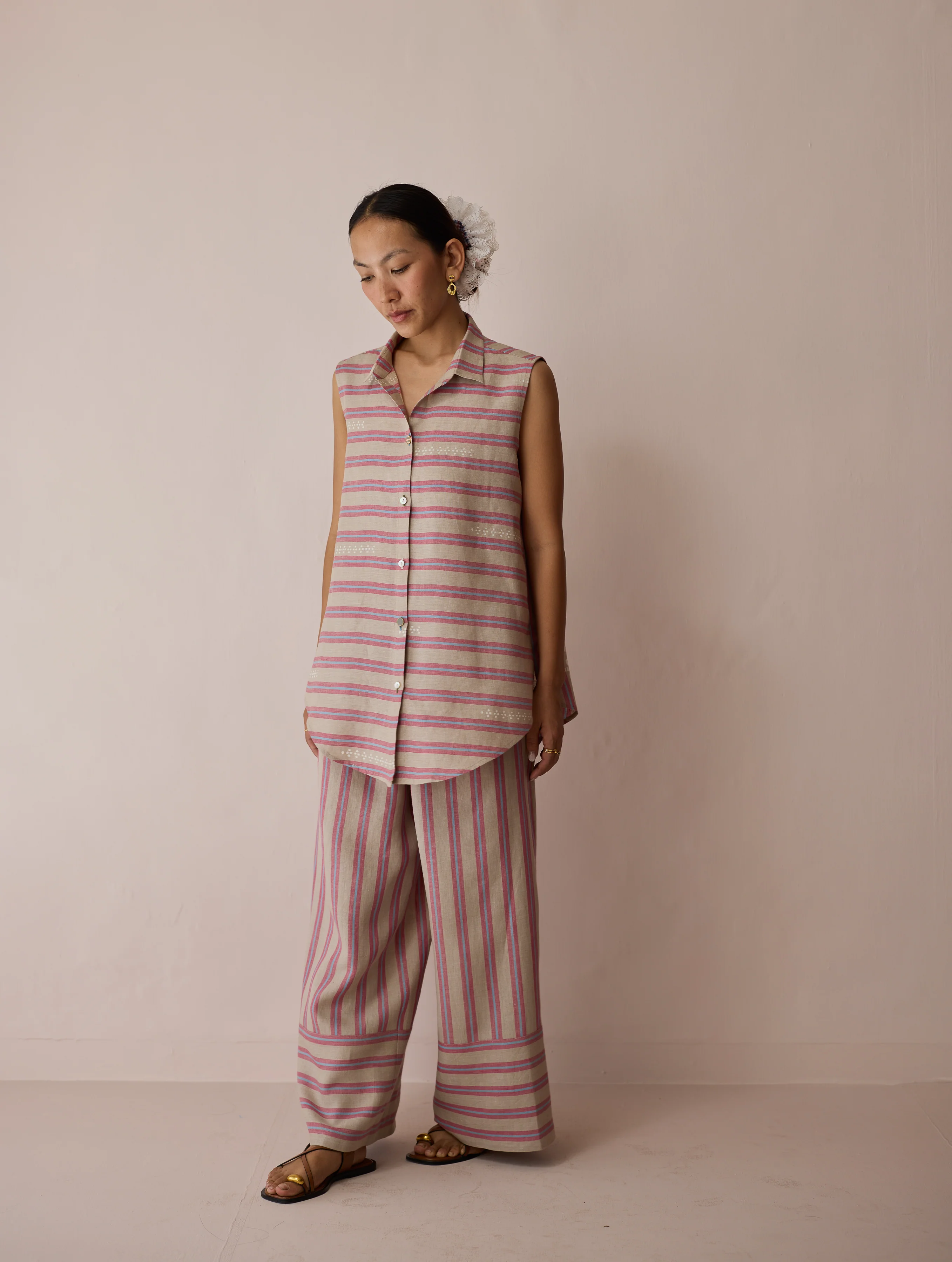 Ello Block-Printed Linen Co-ord Set - Natural - Image 14