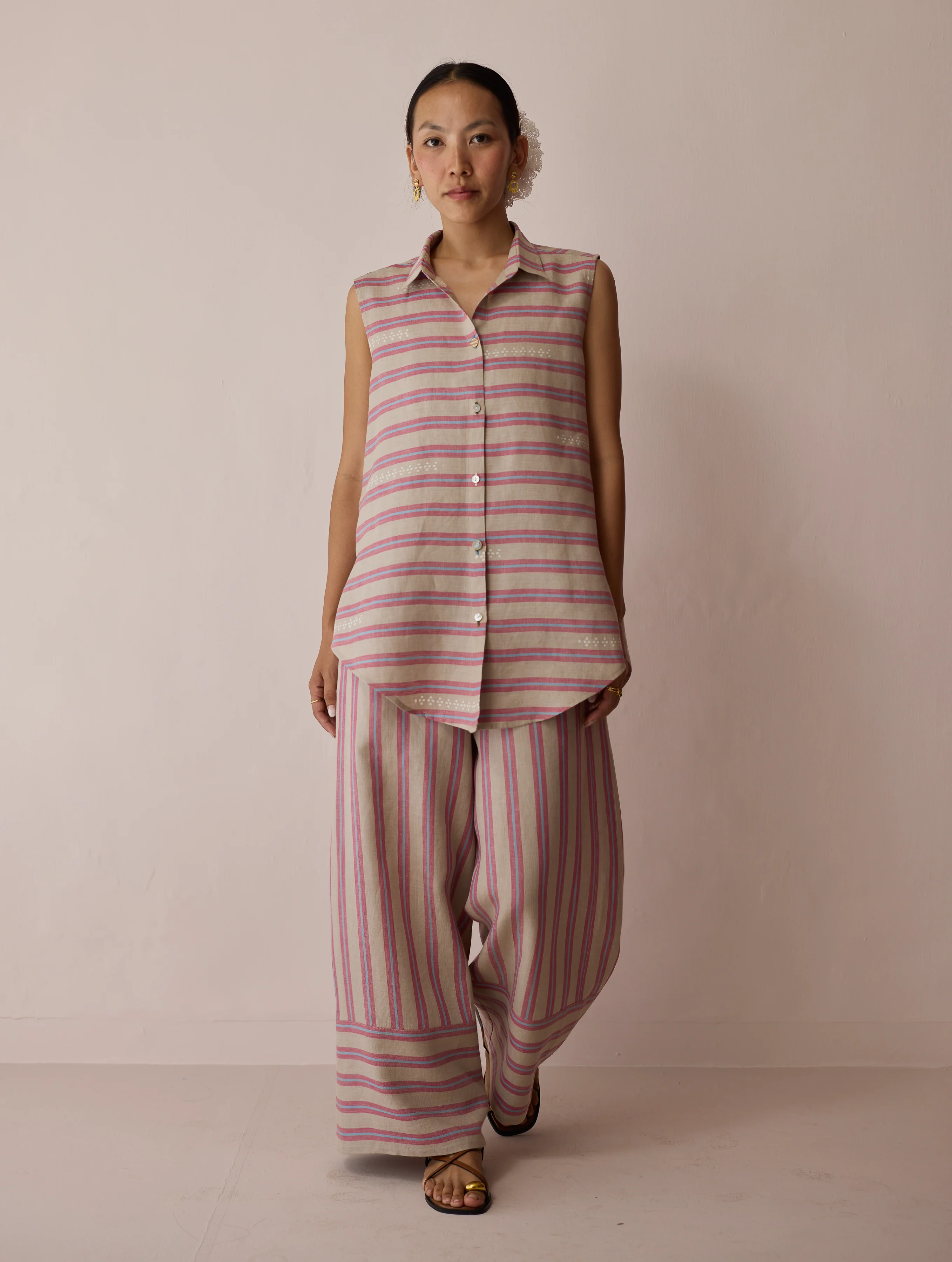 Ello Block-Printed Linen Co-ord Set - Natural - Image 4