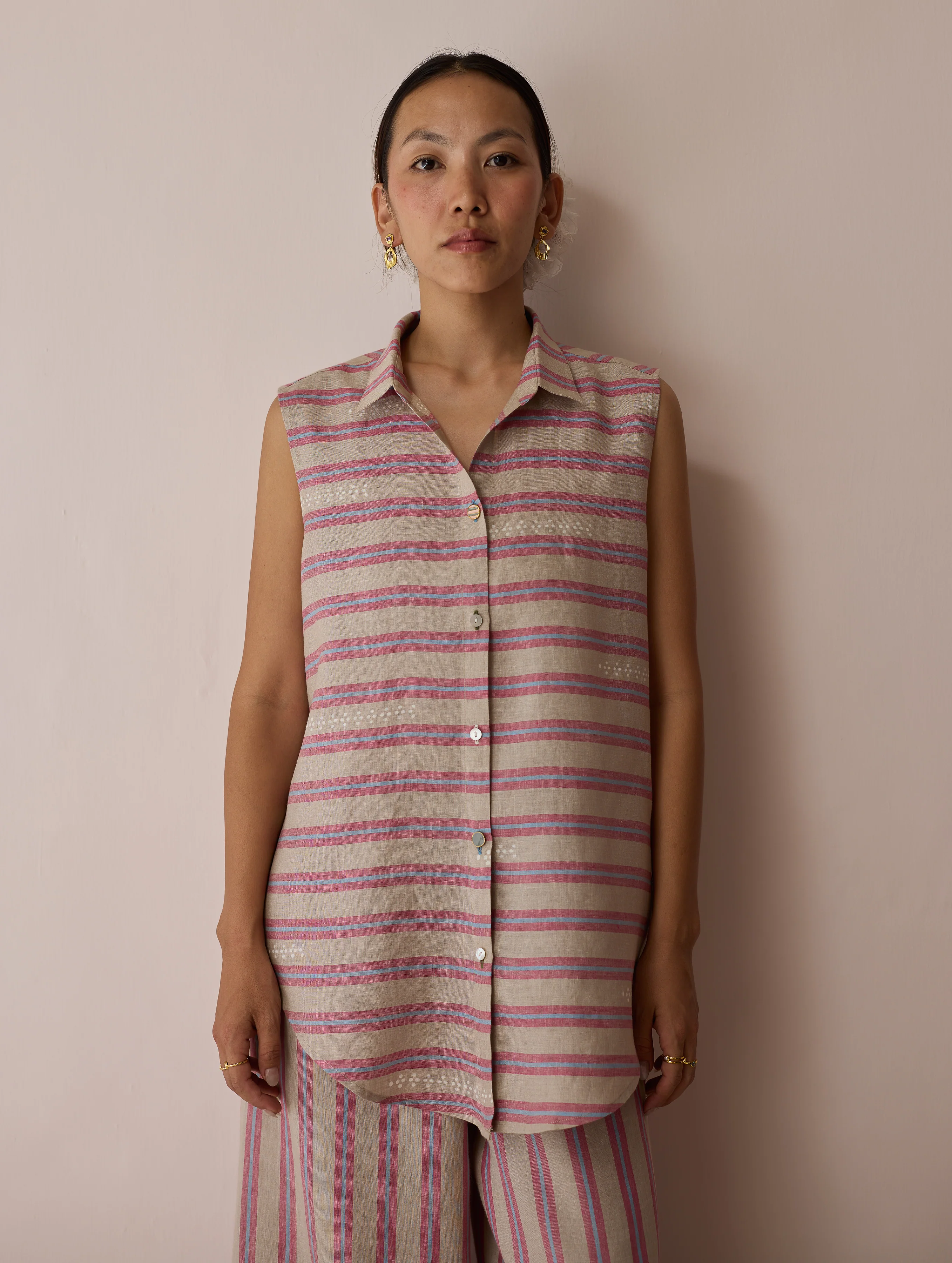 Ello Block-Printed Linen Co-ord Set - Natural - Image 9
