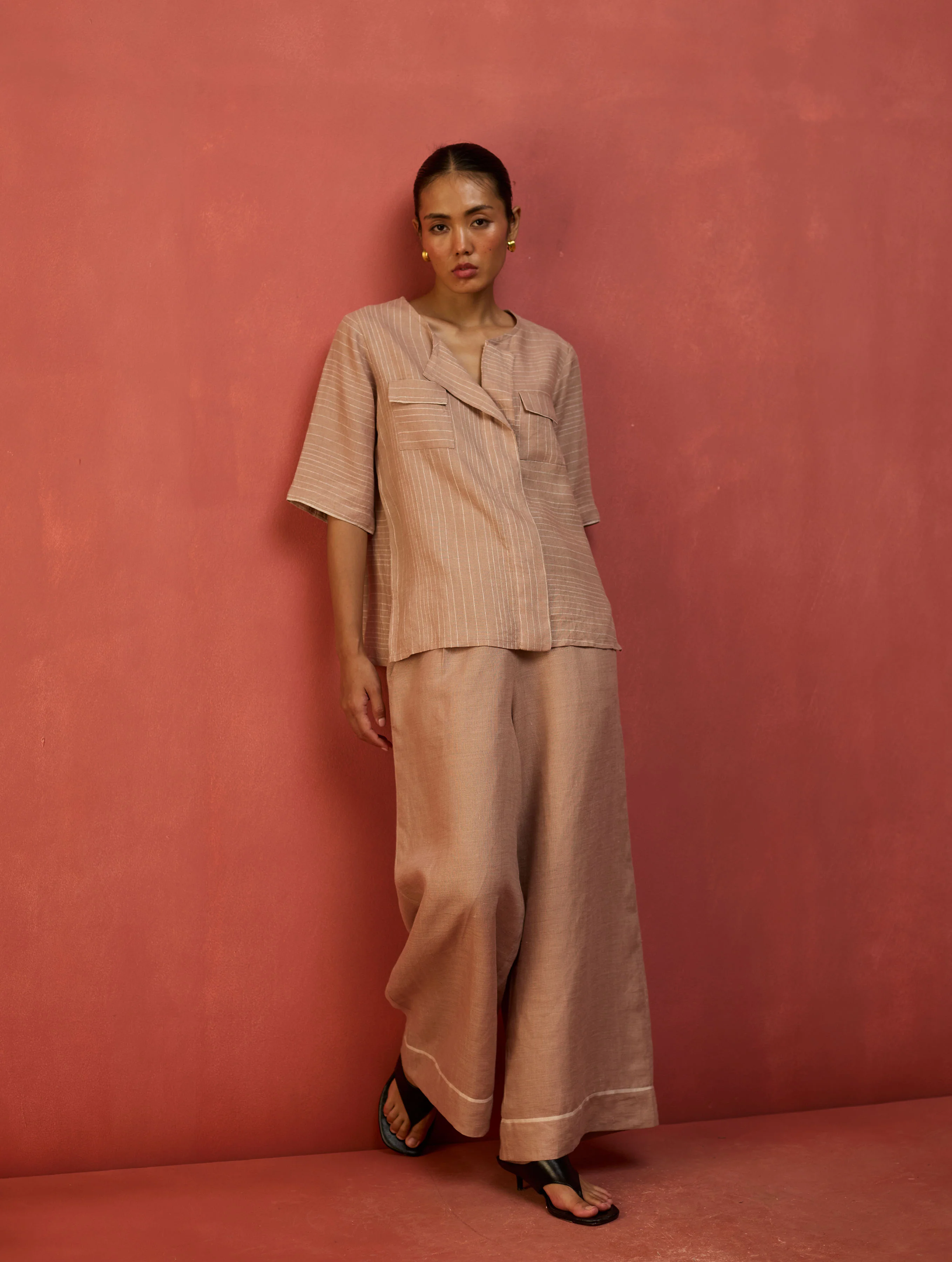 Emma Relaxed Fit Linen Pant - Dusty Rose - Image 4