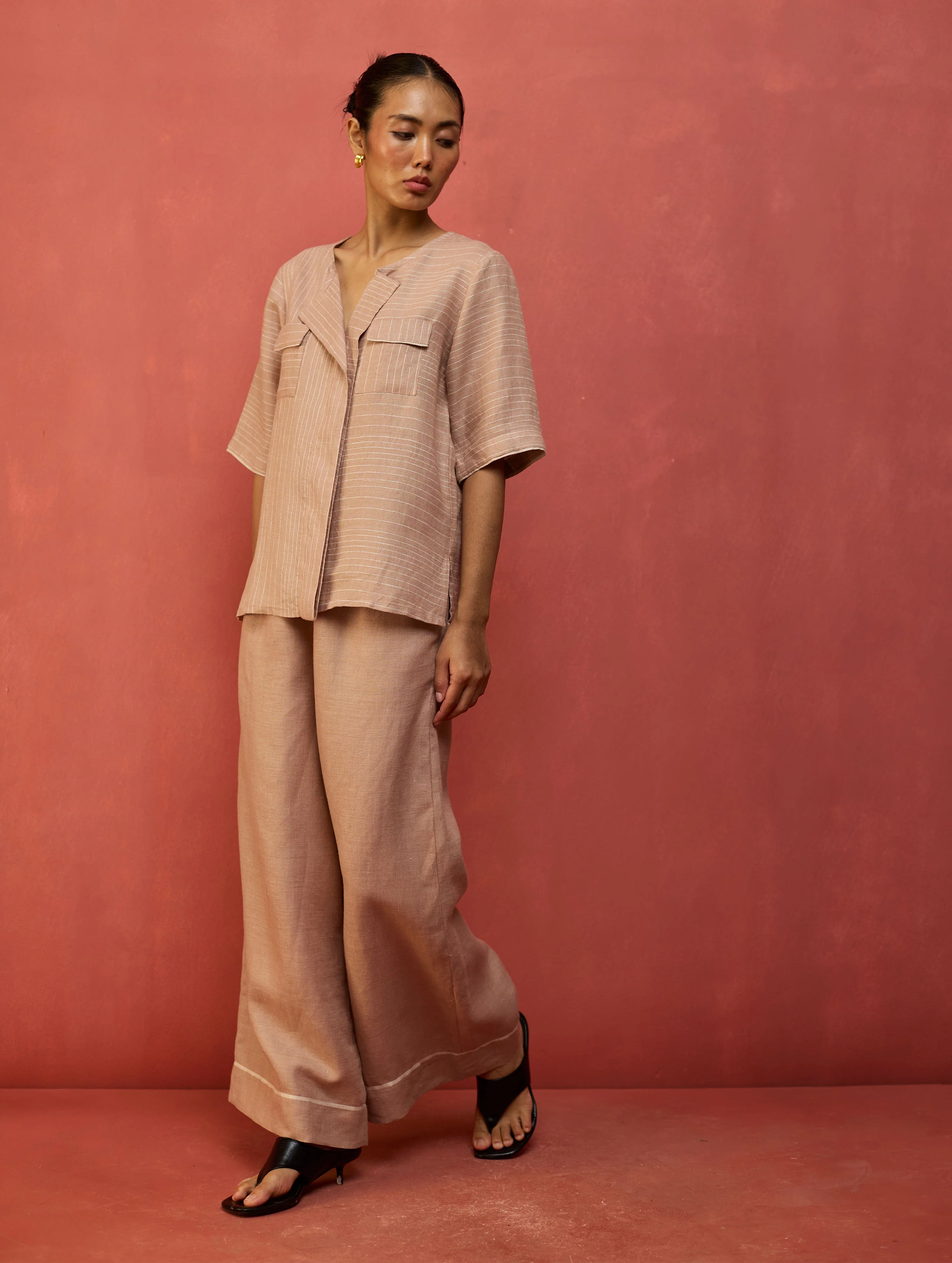 Emma Relaxed Fit Linen Pant - Dusty Rose - Image 6