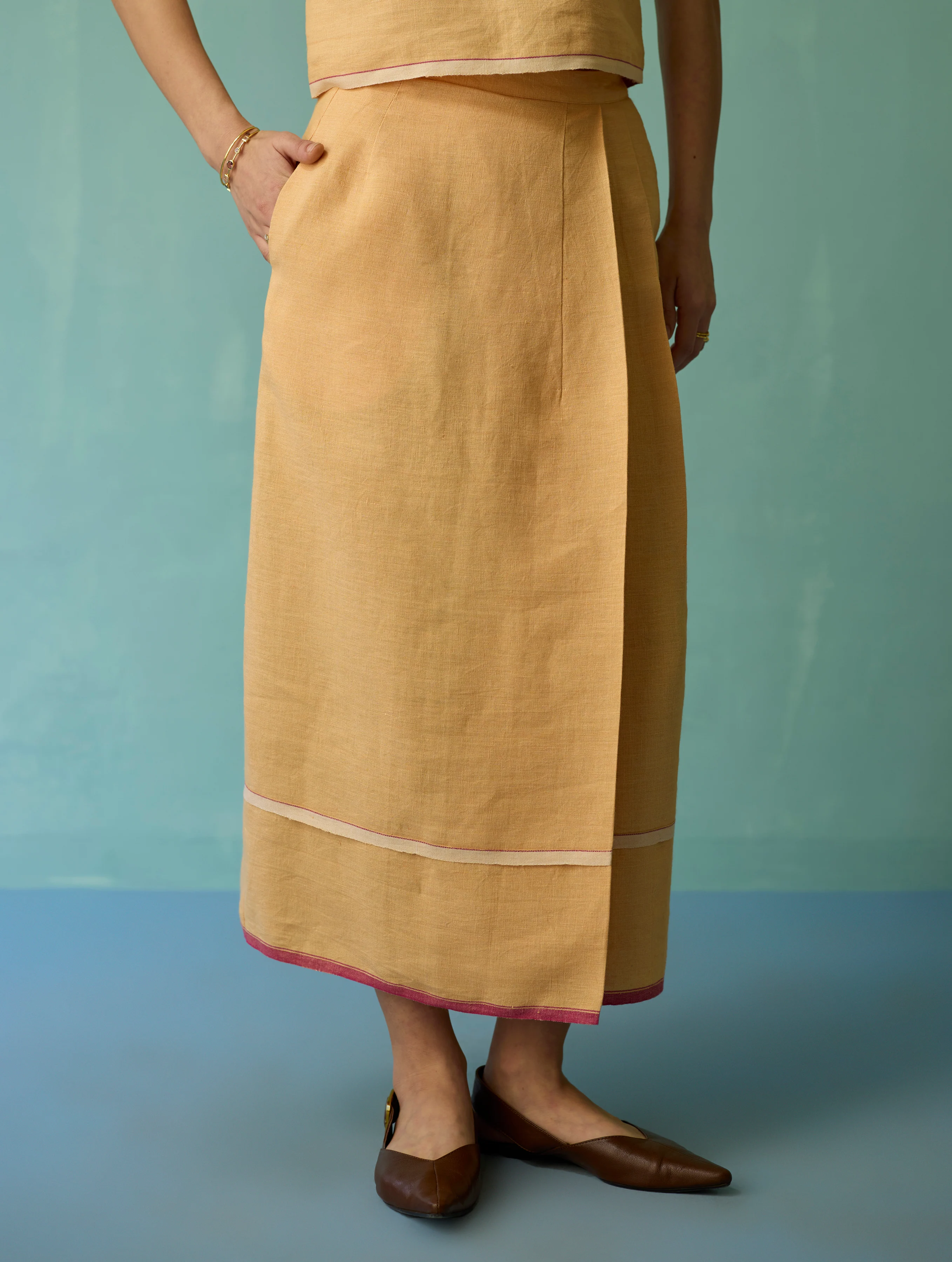 Eon Hand-Embroidered Floral Vest Co-ord Set - Apricot - Image 8