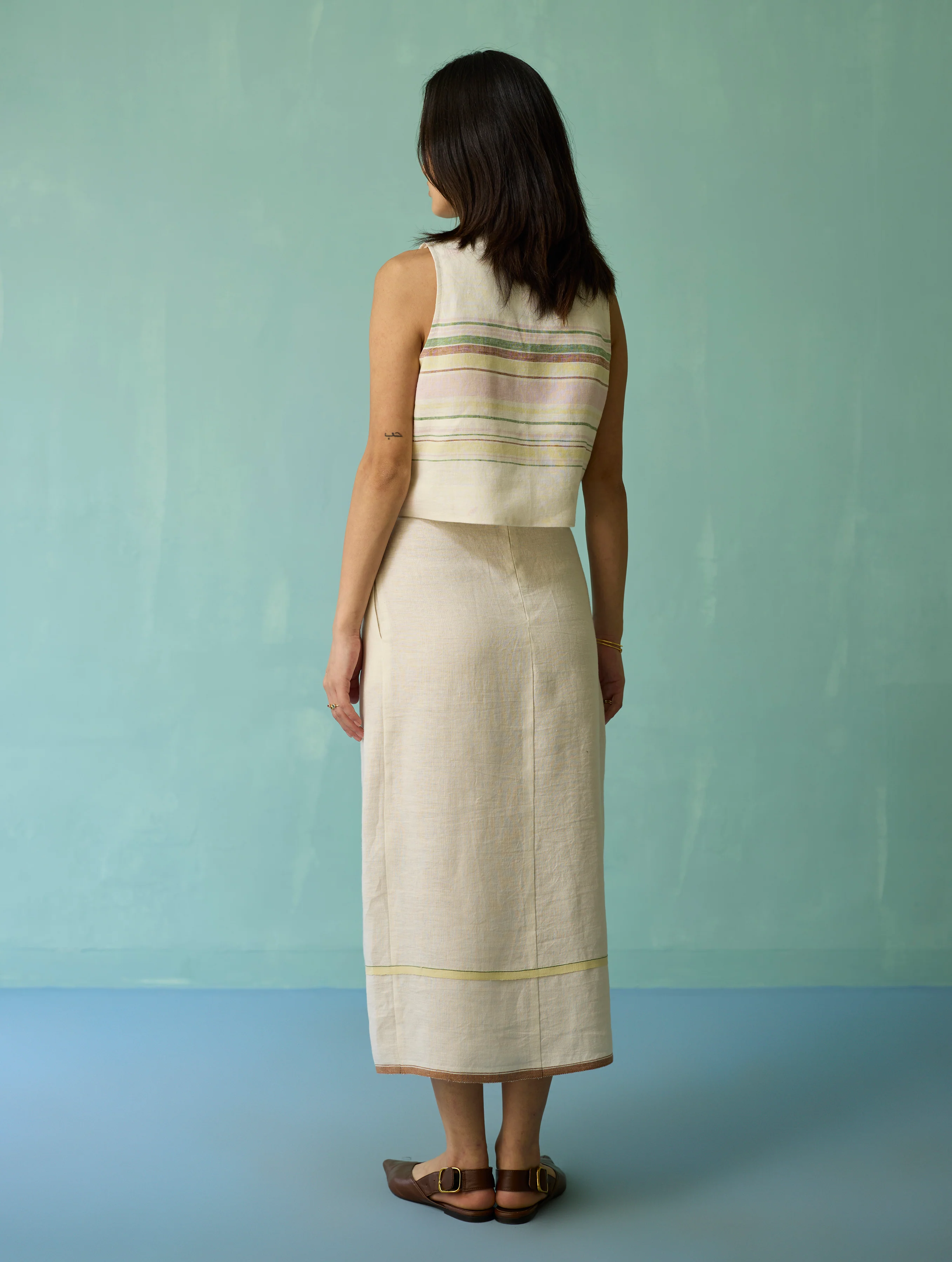 Eon Hand-Embroidered Floral Vest Co-ord Set - Ivory - Image 10