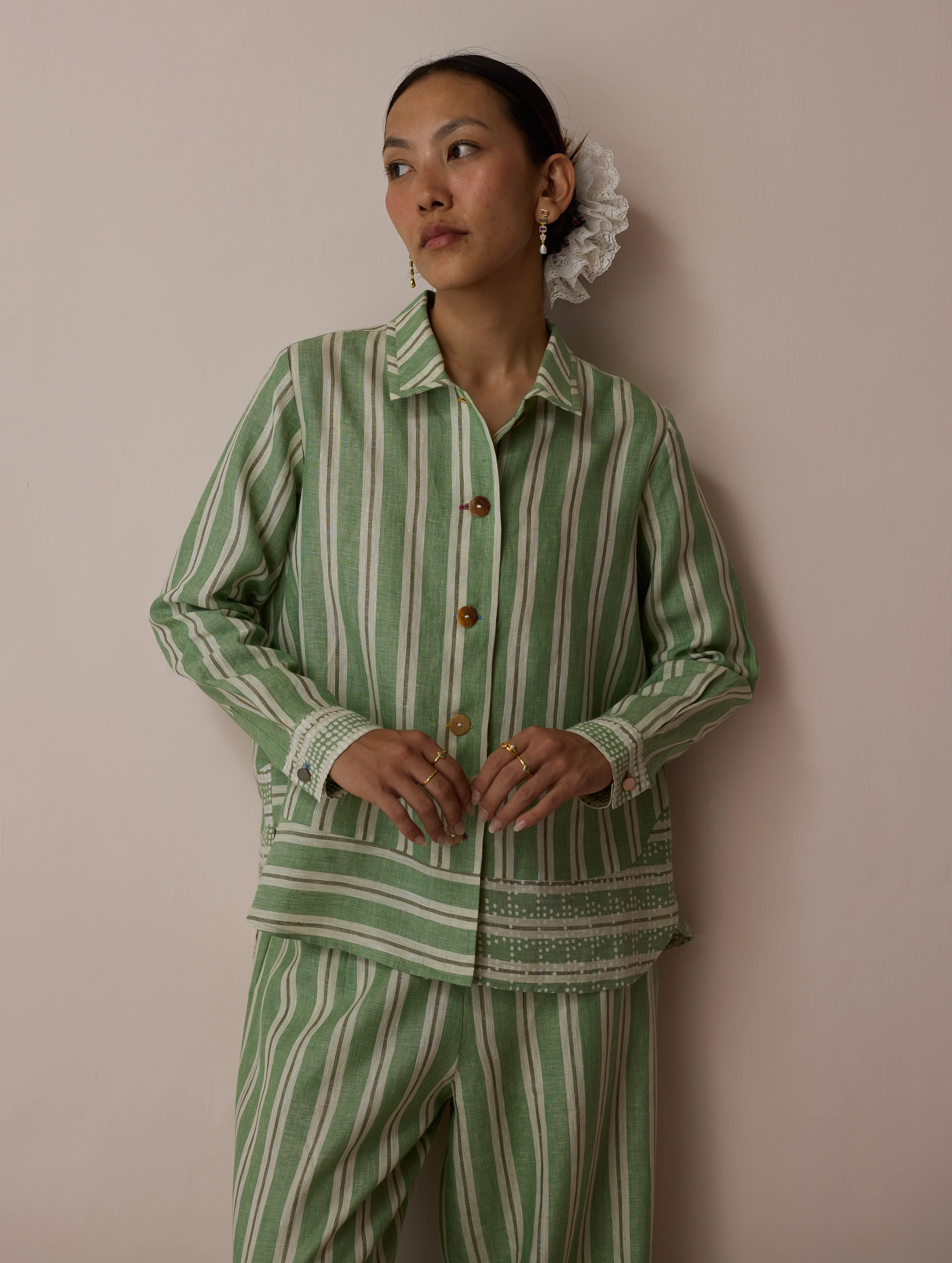Erra Block-Printed Linen Co-ord Set - Fern - Image 10