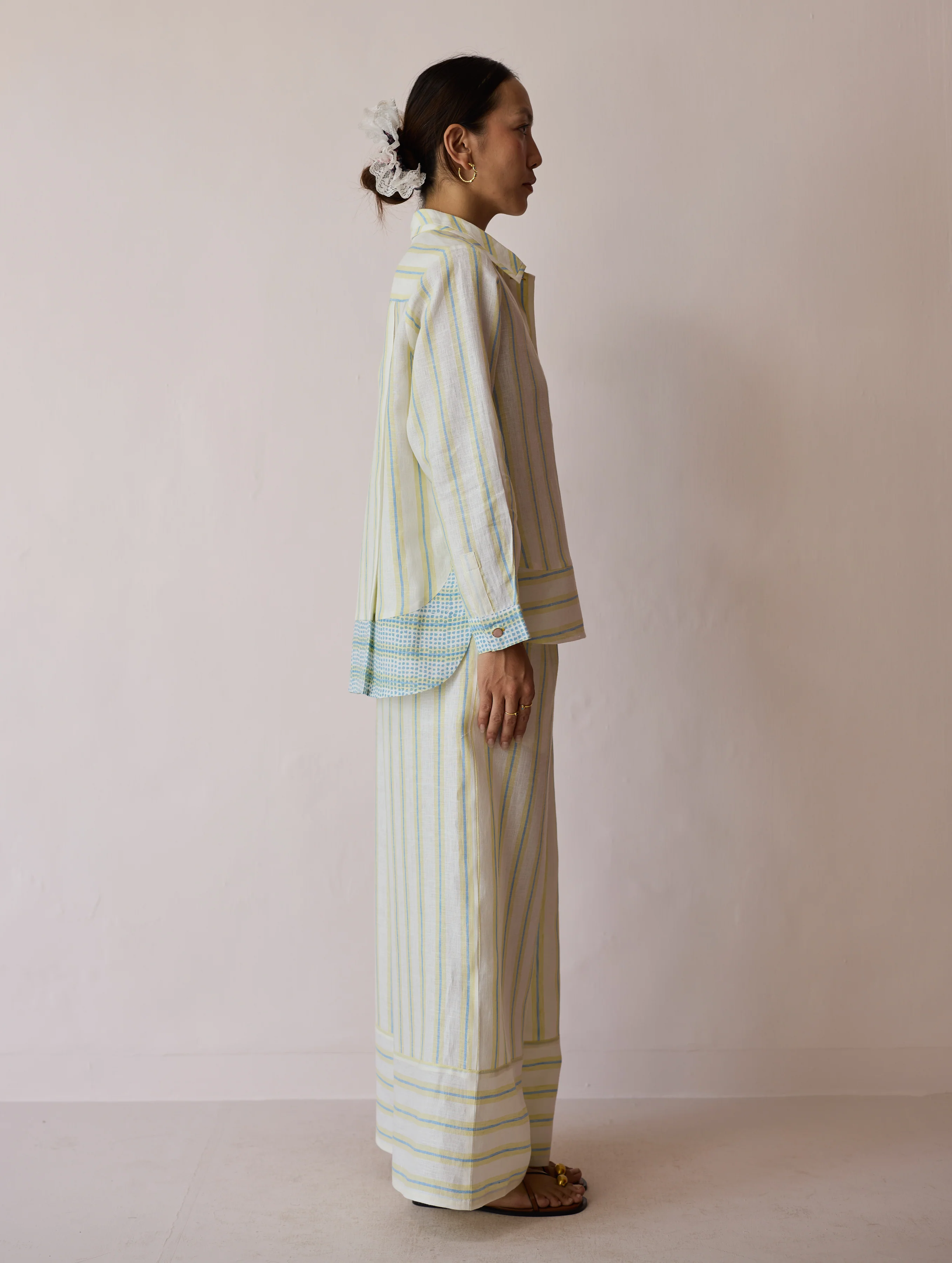 Erra Block-Printed Linen Co-ord Set - Ivory - Image 15