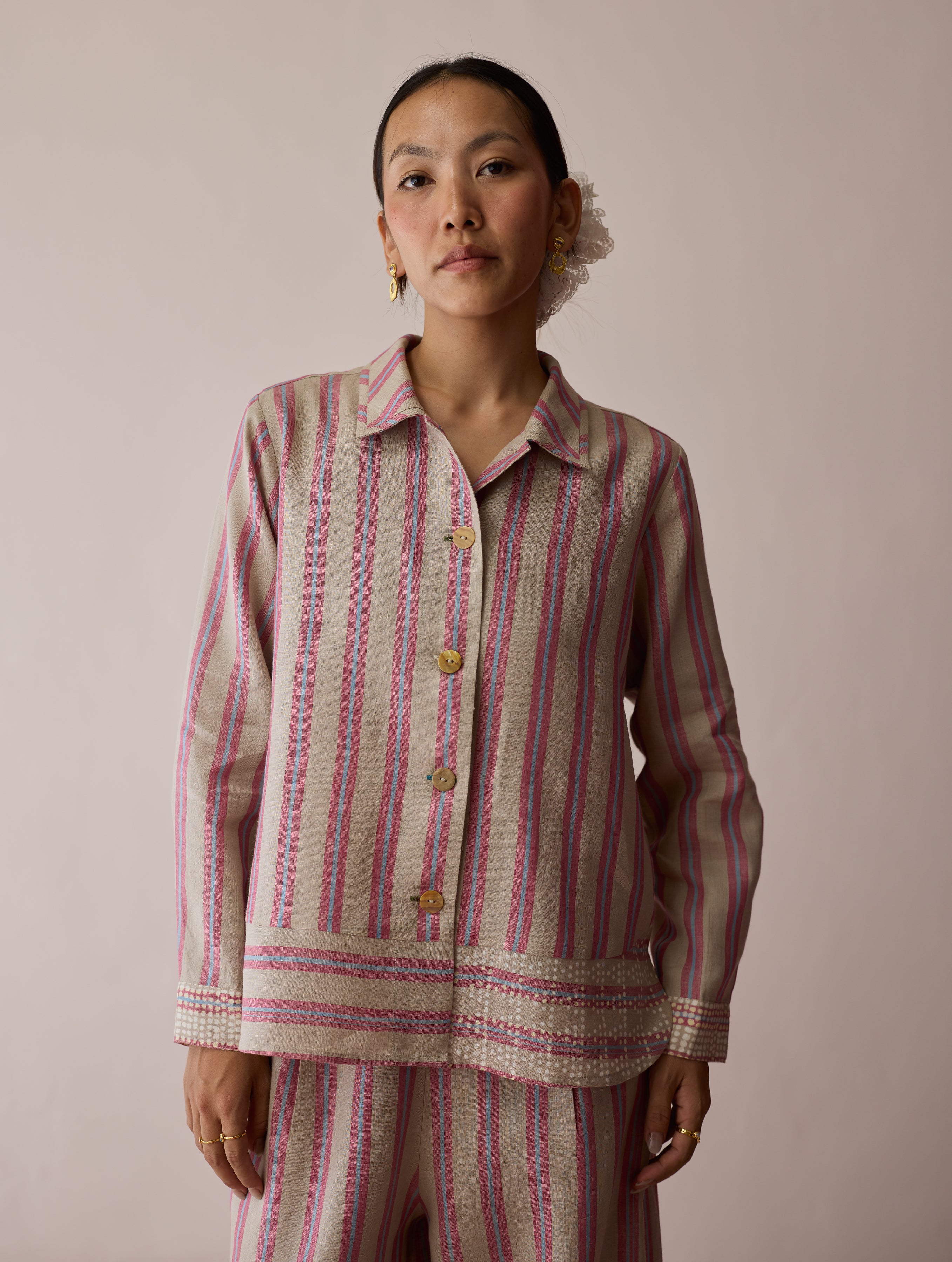Erra Block-Printed Linen Co-ord Set - Natural - Image 3