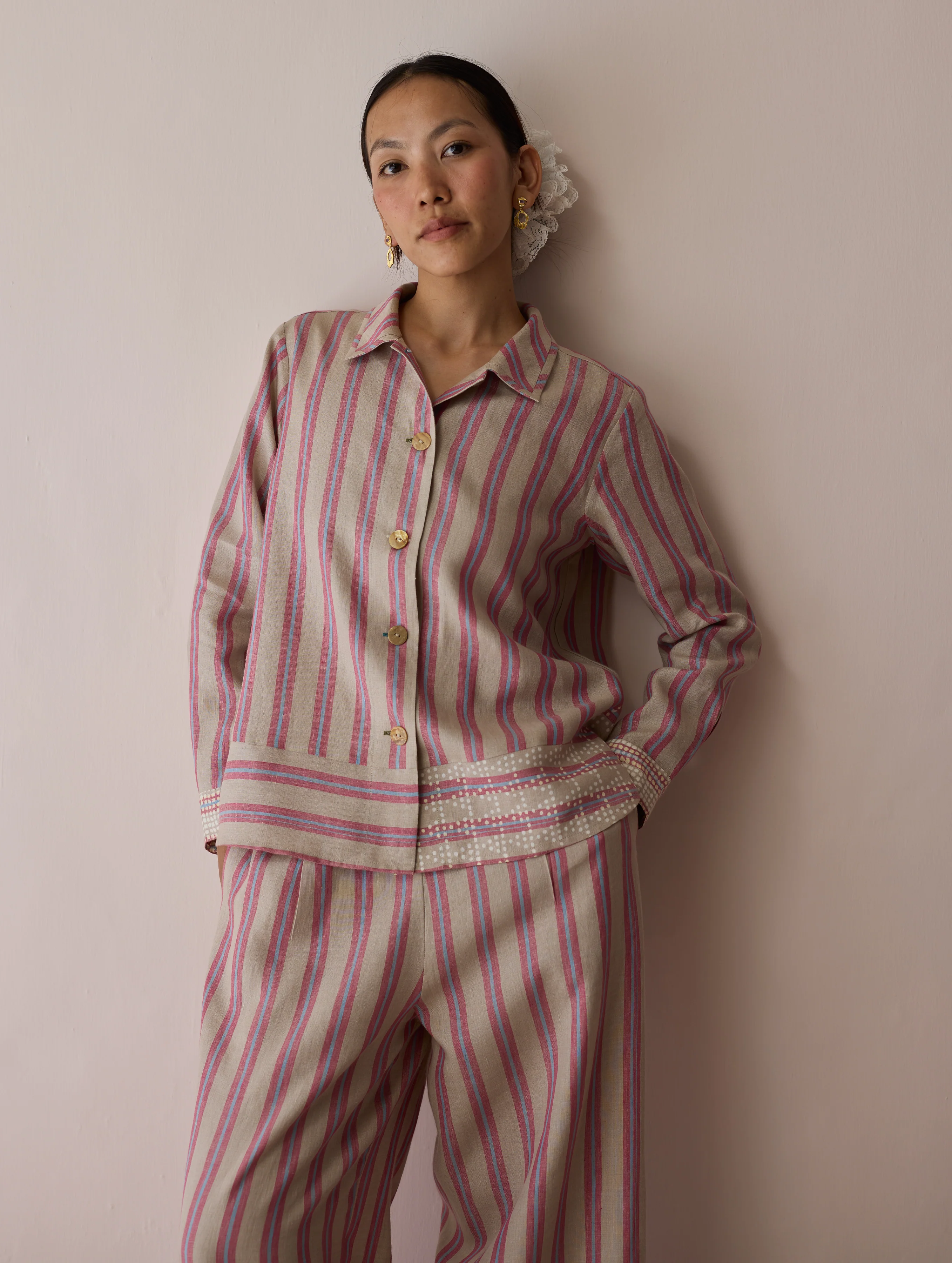 Erra Block-Printed Linen Co-ord Set - Natural - Image 4