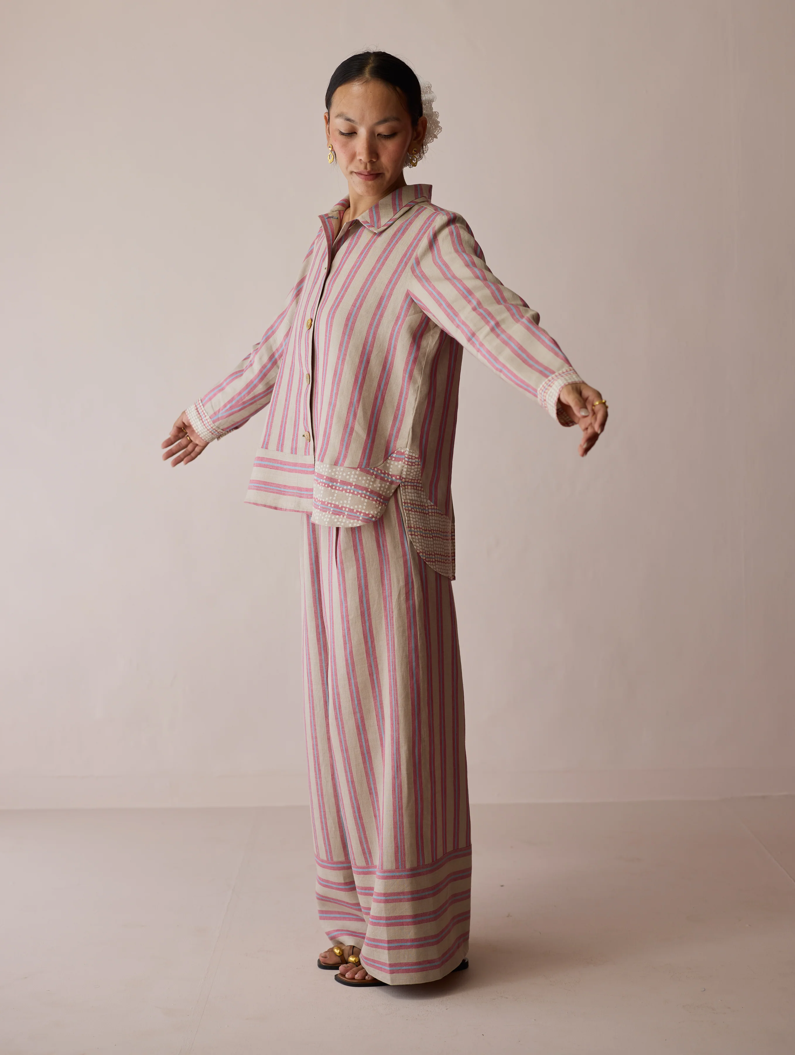 Erra Block-Printed Linen Co-ord Set - Natural - Image 6